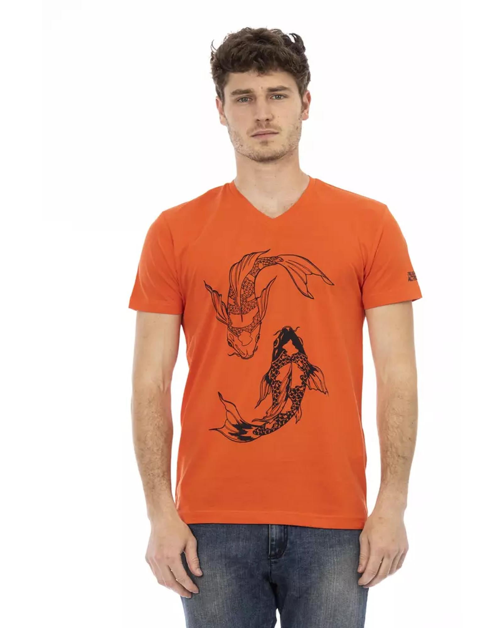 Front Print Short Sleeve V-Neck T-Shirt 2XL Men Main image