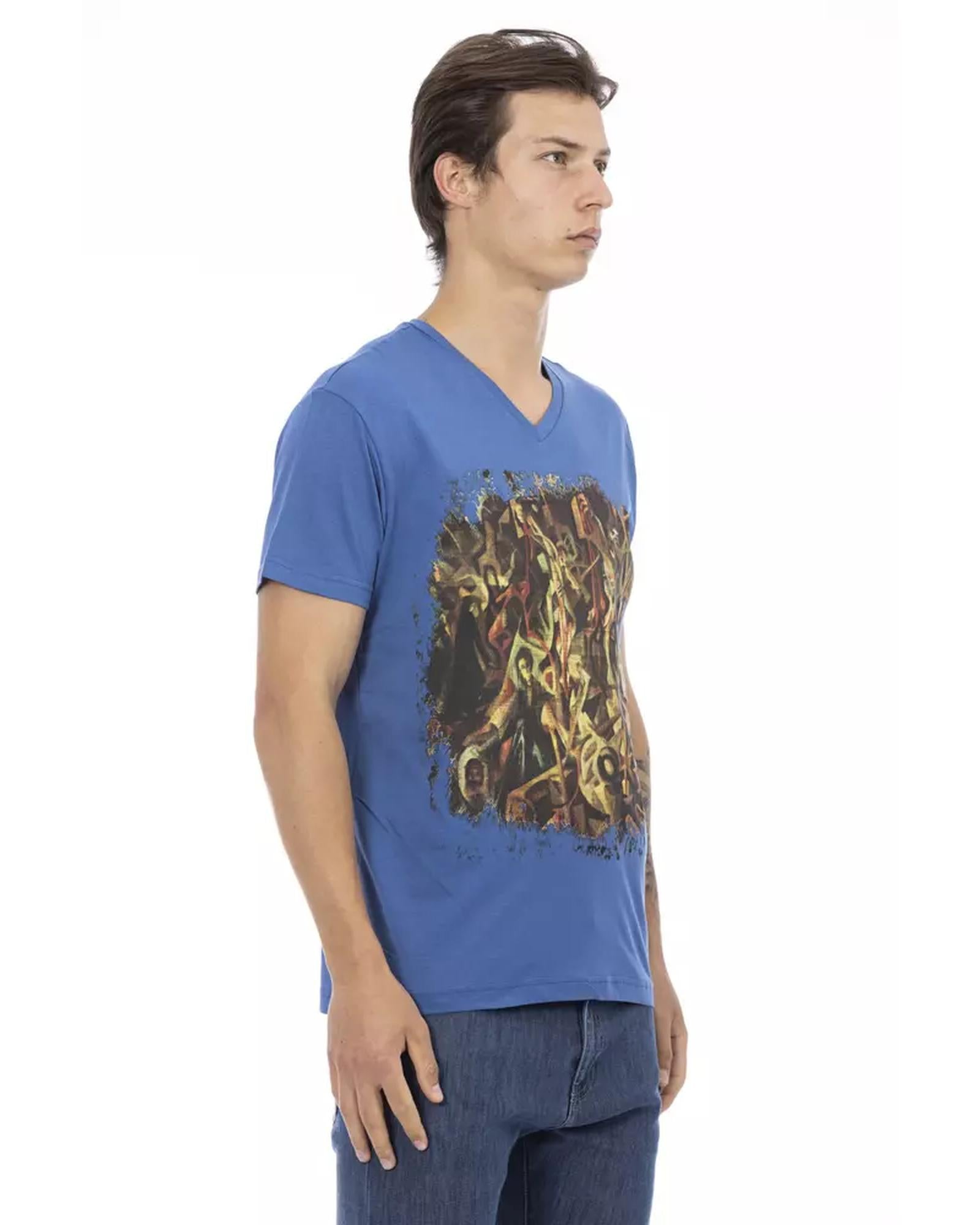 Short Sleeve T-shirt with V-neck and Front Print L Men Secondary image