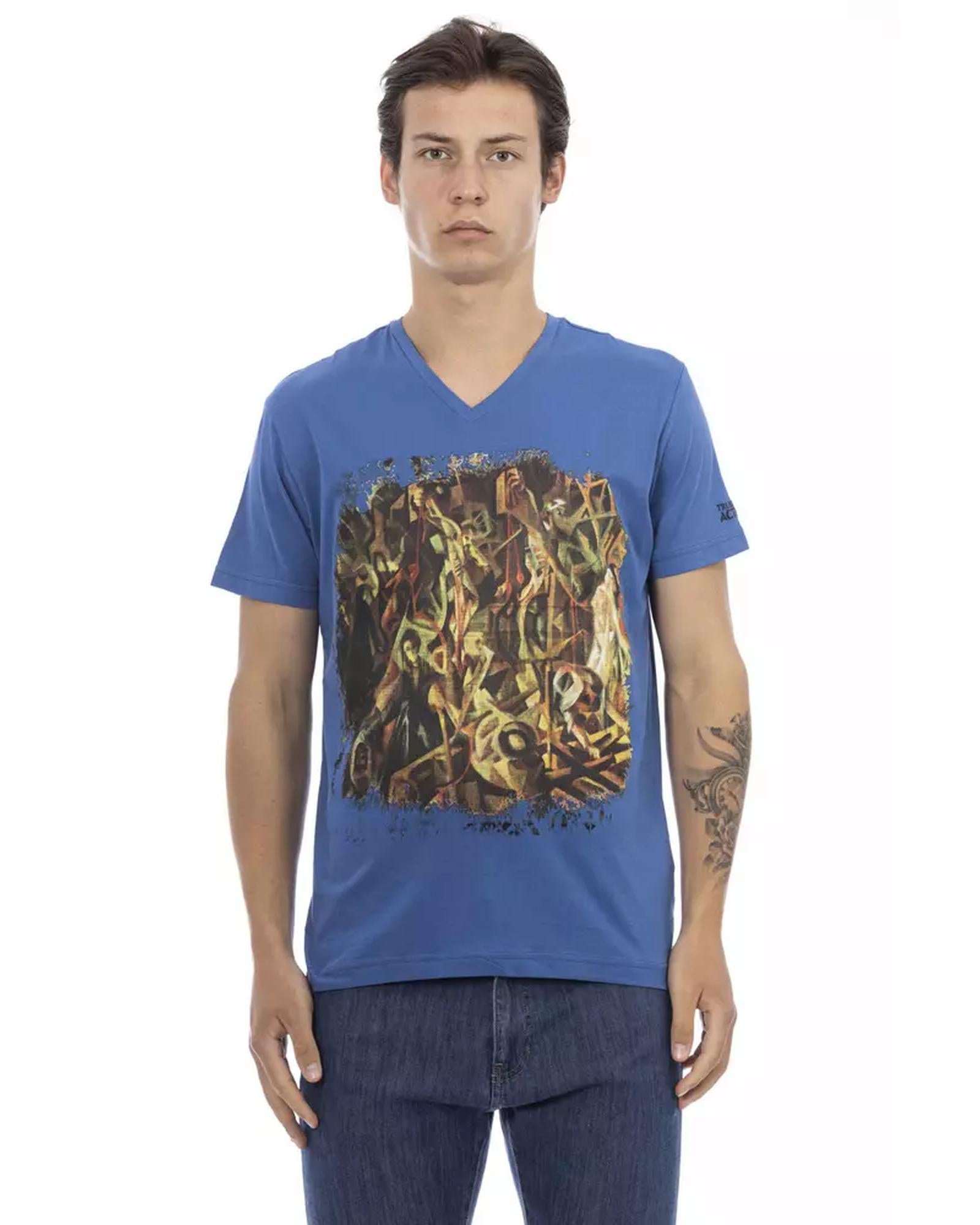 Short Sleeve T-shirt with V-neck and Front Print 2XL Men Main image