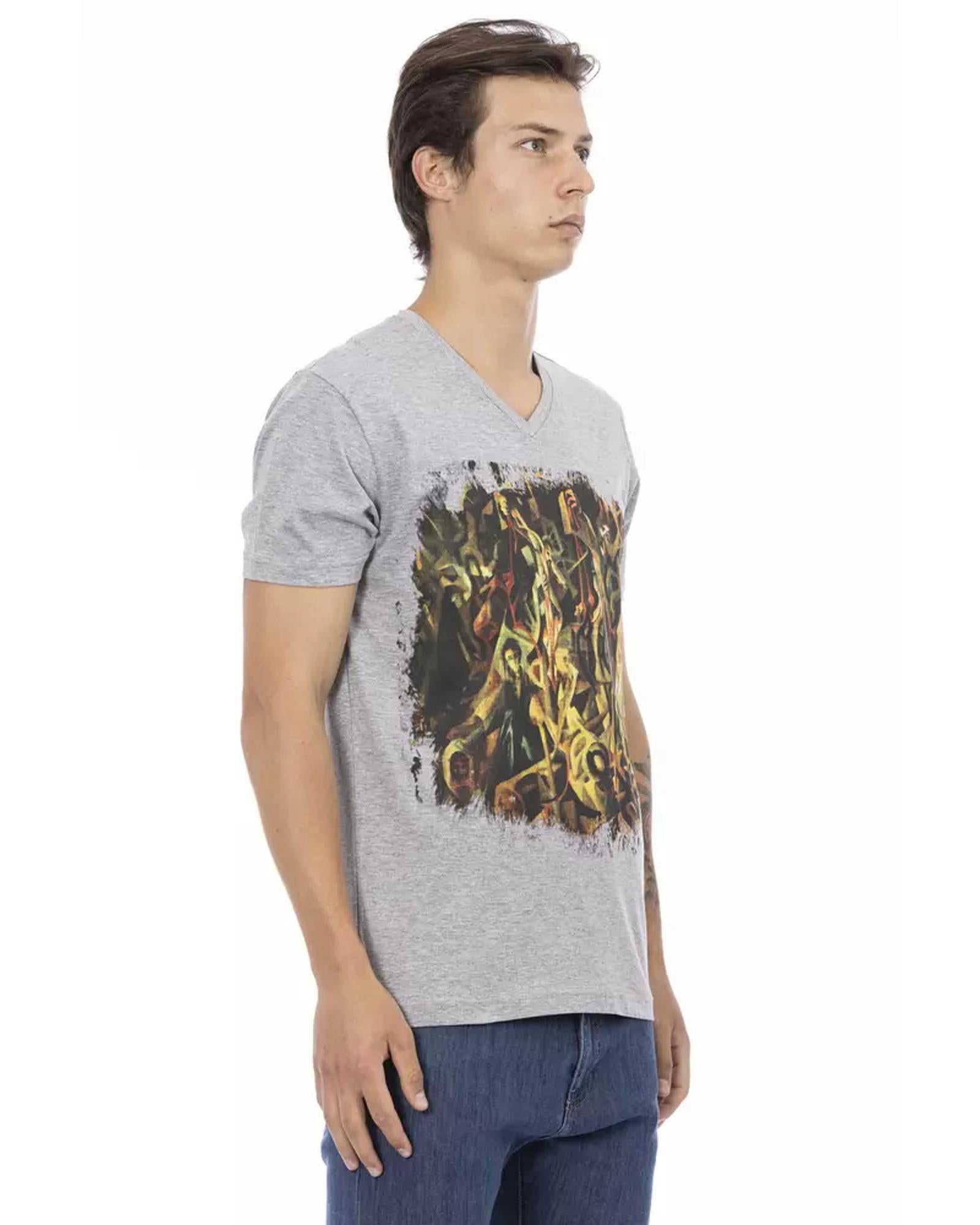 Short Sleeve V-Neck T-shirt with Front Print L Men Secondary image