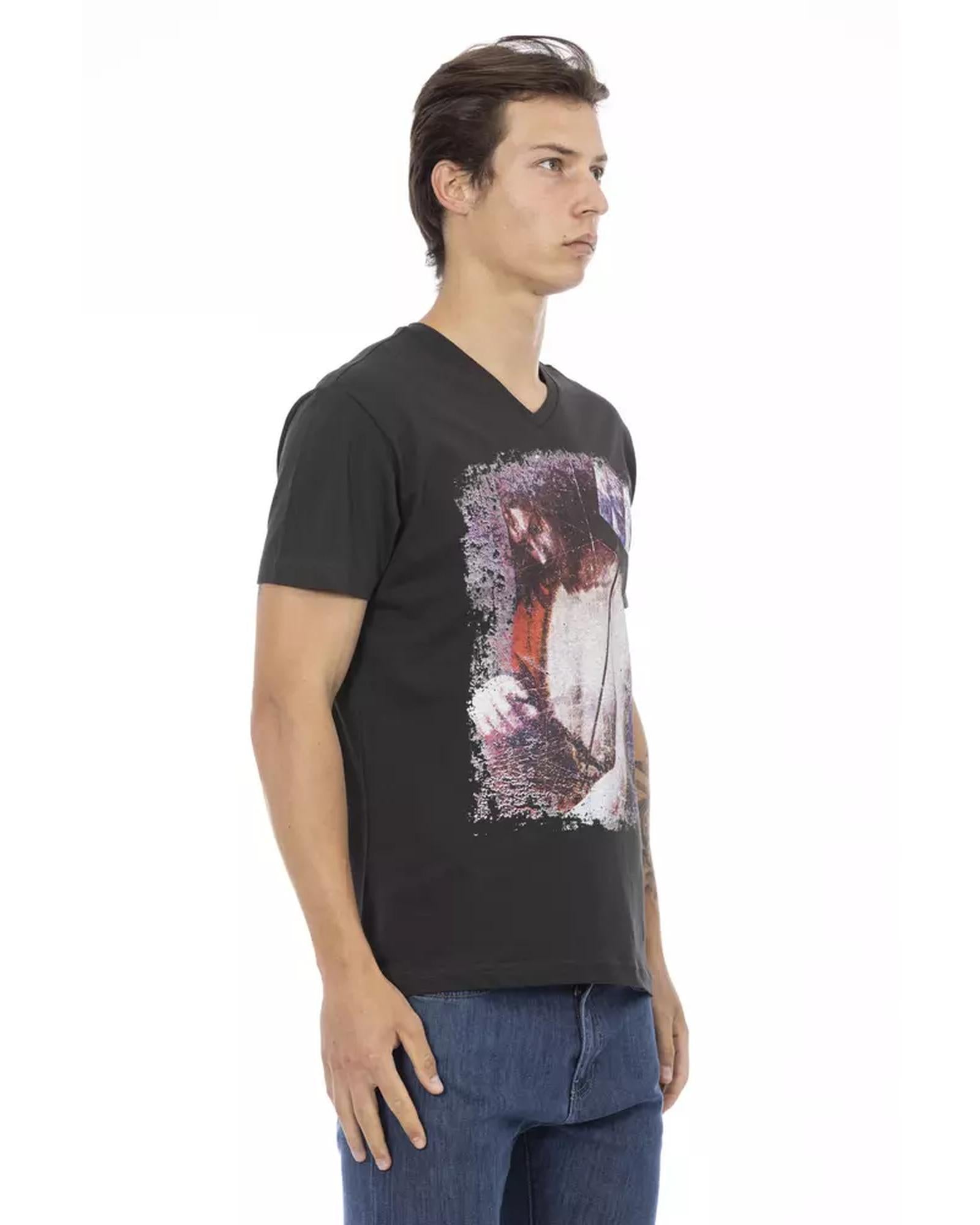 Short Sleeve T-shirt with V-neck and Front Print M Men Secondary image