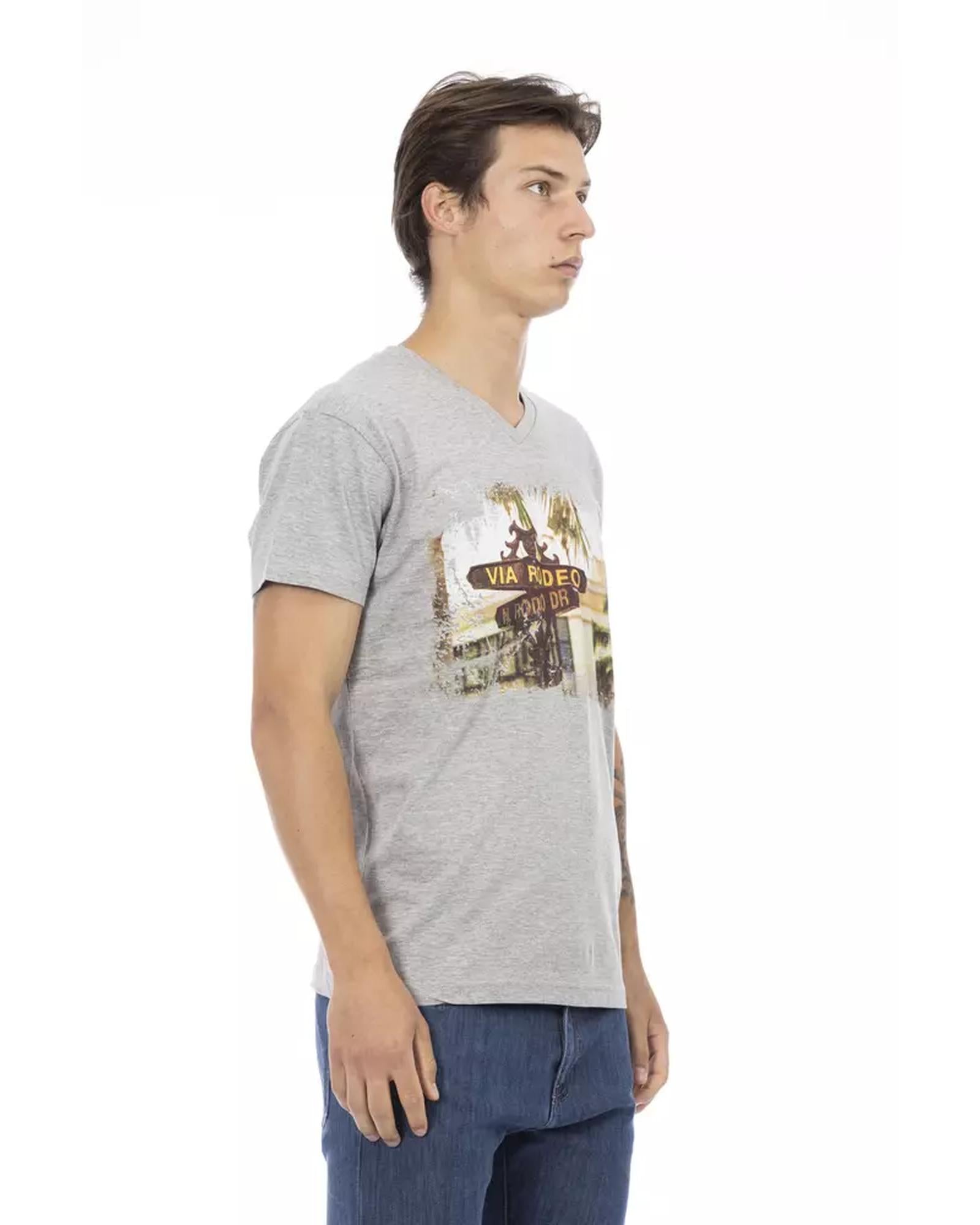 Short Sleeve T-shirt with V-neck and Front Print XL Men Secondary image