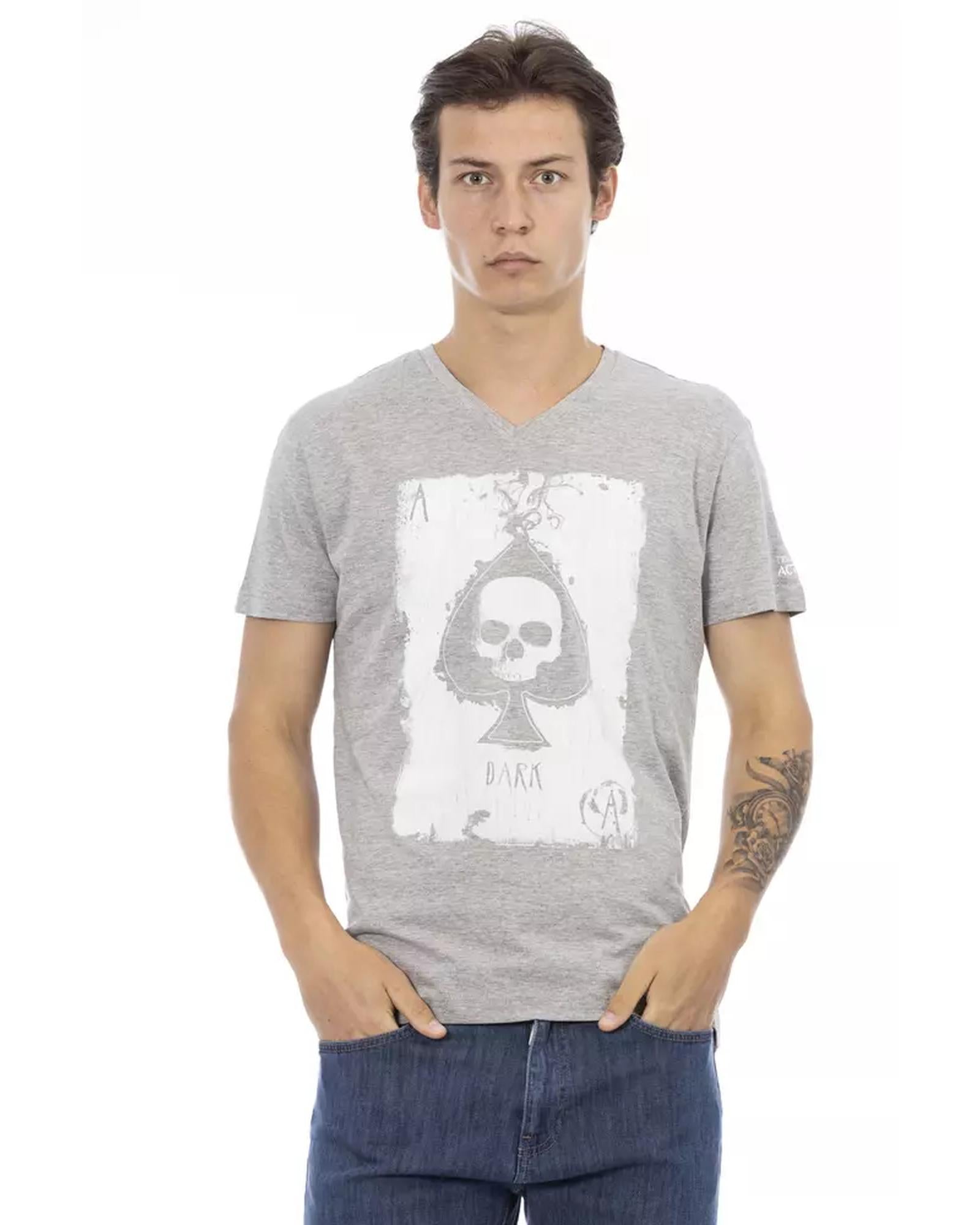 Short Sleeve T-shirt with V-neck and Front Print M Men Main image