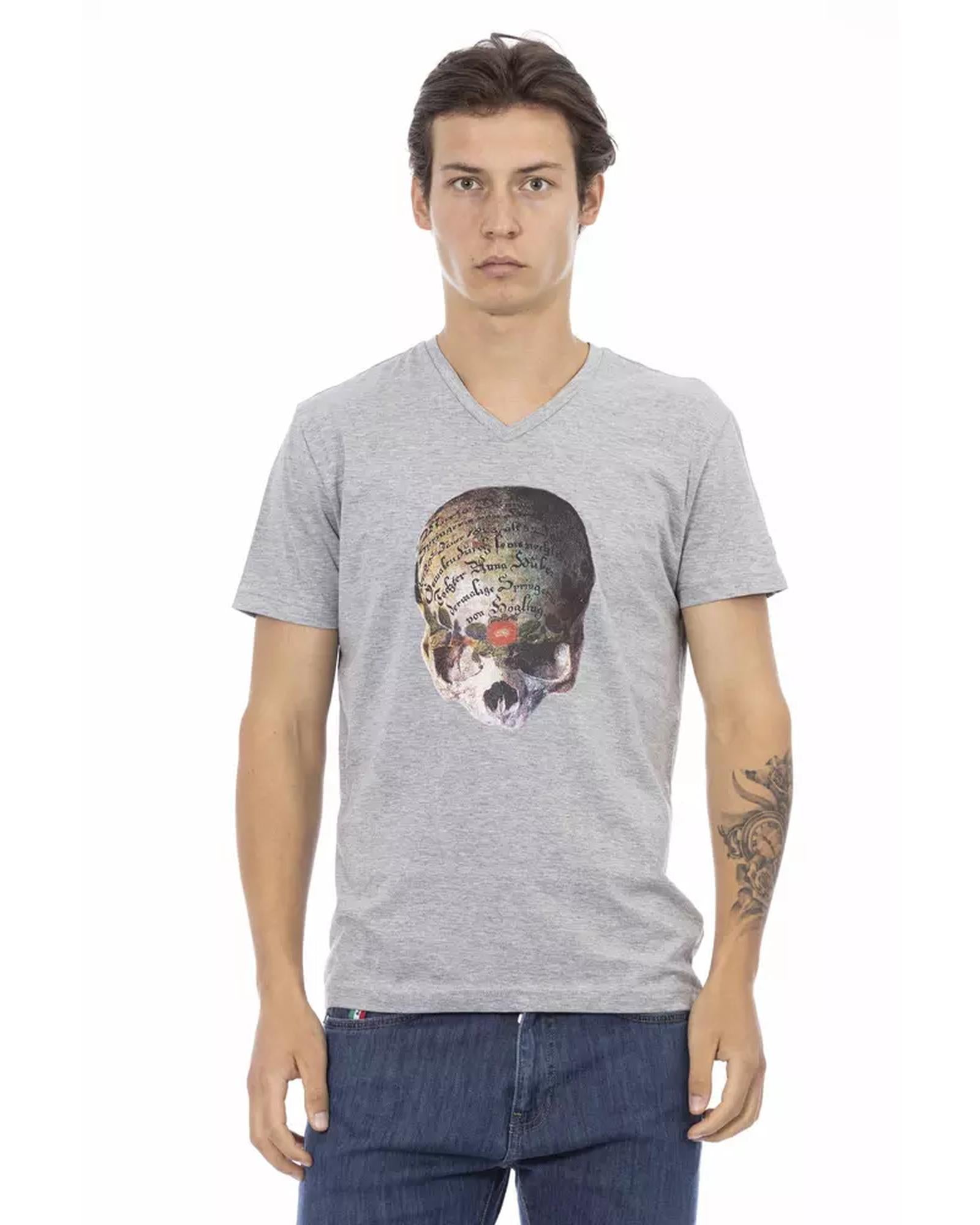Front Print V-Neck Short Sleeve T-Shirt L Men Main image