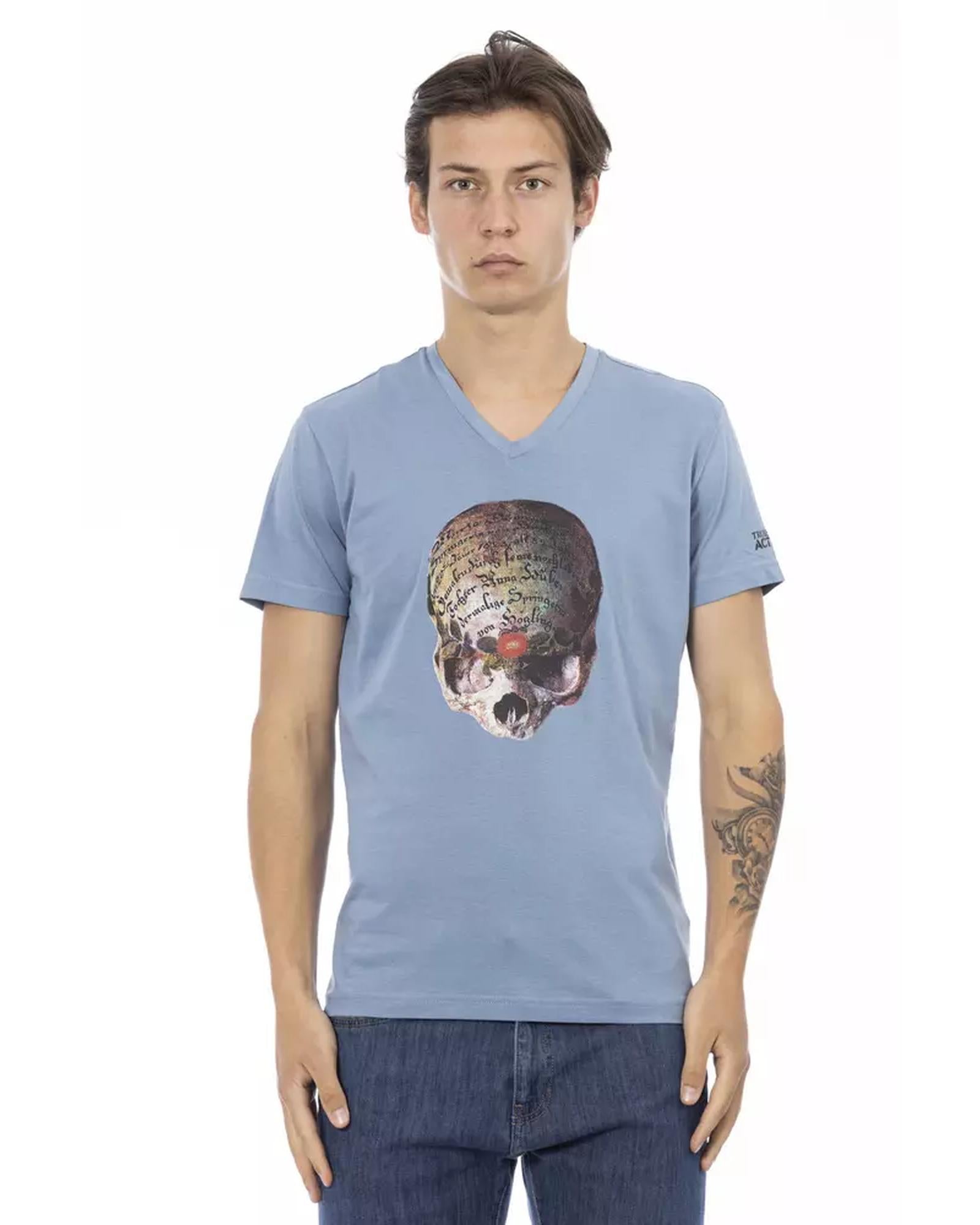 Short Sleeve T-shirt with V-neck and Front Print L Men Main image