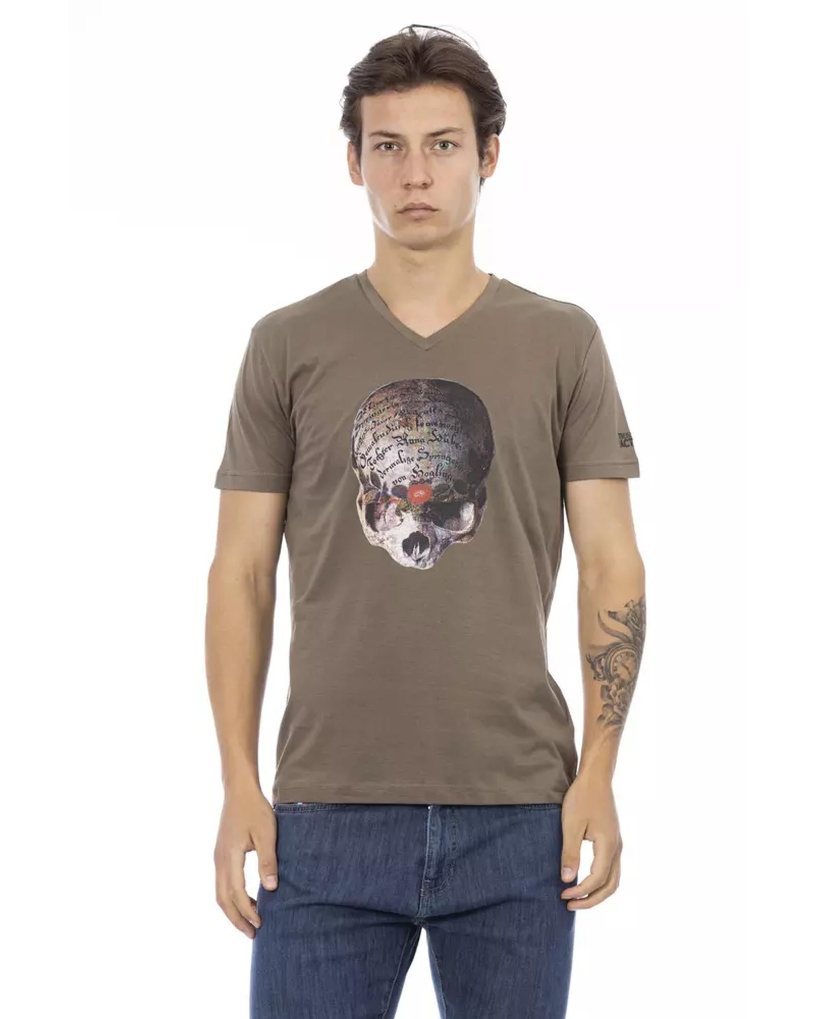 Short Sleeve V-neck T-shirt with Front Print L Men Main image