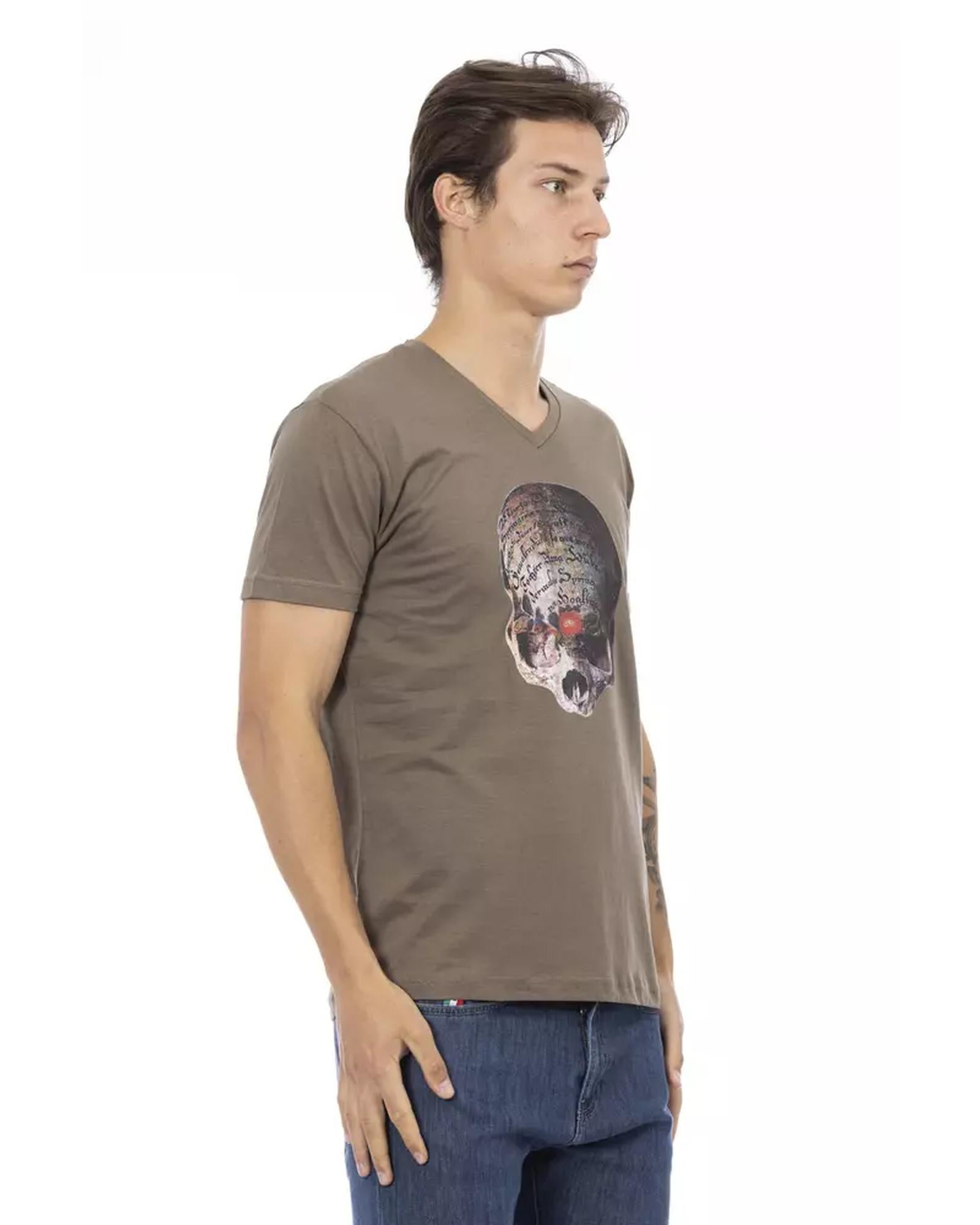 Short Sleeve V-neck T-shirt with Front Print XL Men Secondary image