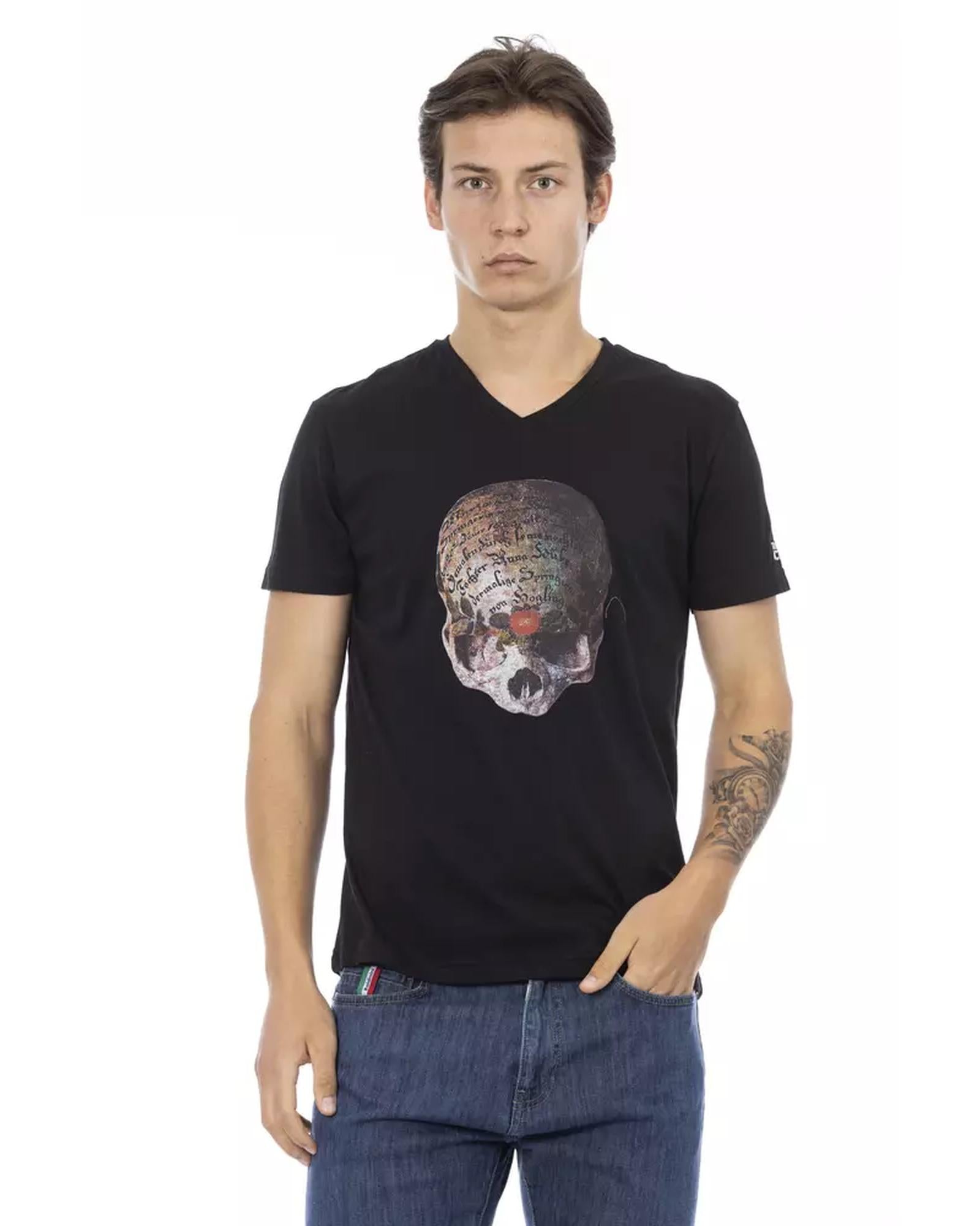 V-Neck Short Sleeve T-Shirt with Front Print 2XL Men Main image