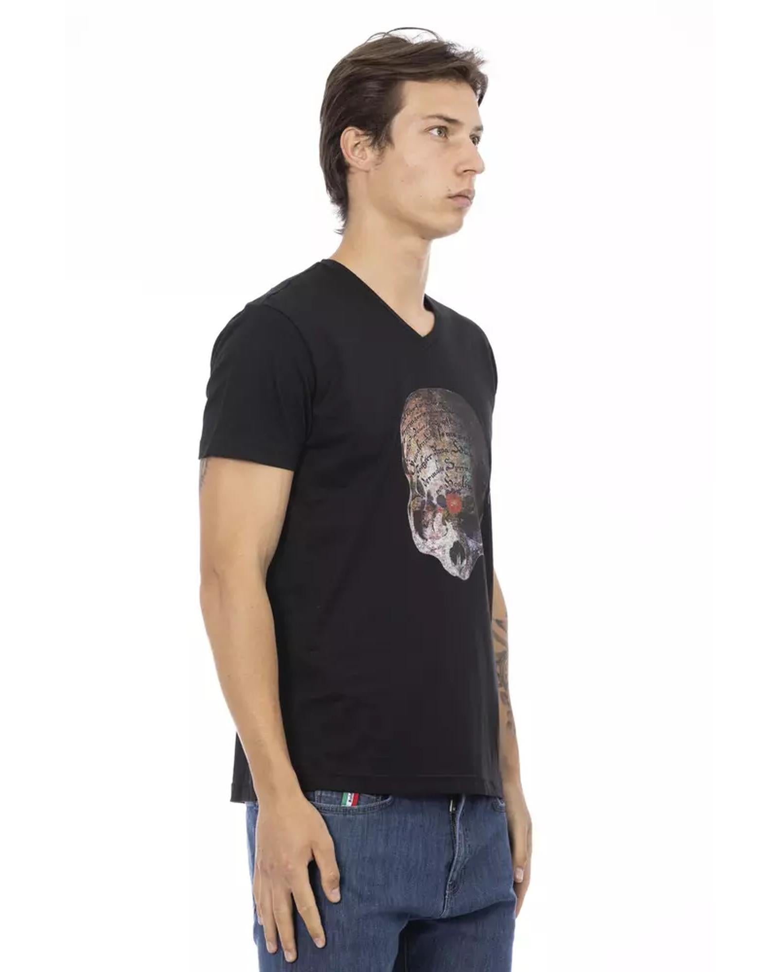 V-Neck Short Sleeve T-Shirt with Front Print 2XL Men Secondary image