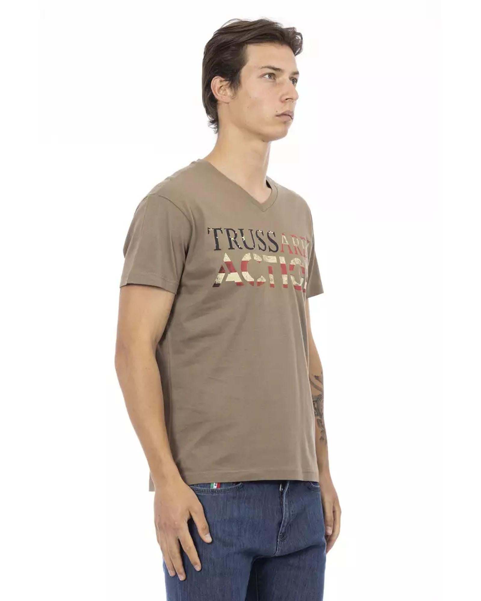 Short Sleeve T-shirt with V-neck and Front Print 2XL Men Secondary image