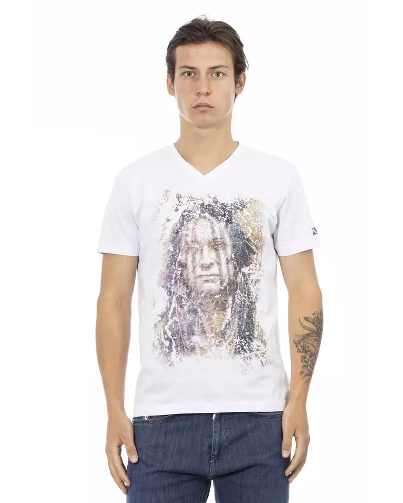 Short Sleeve T-shirt With V-neck - Front Print L Men Main image