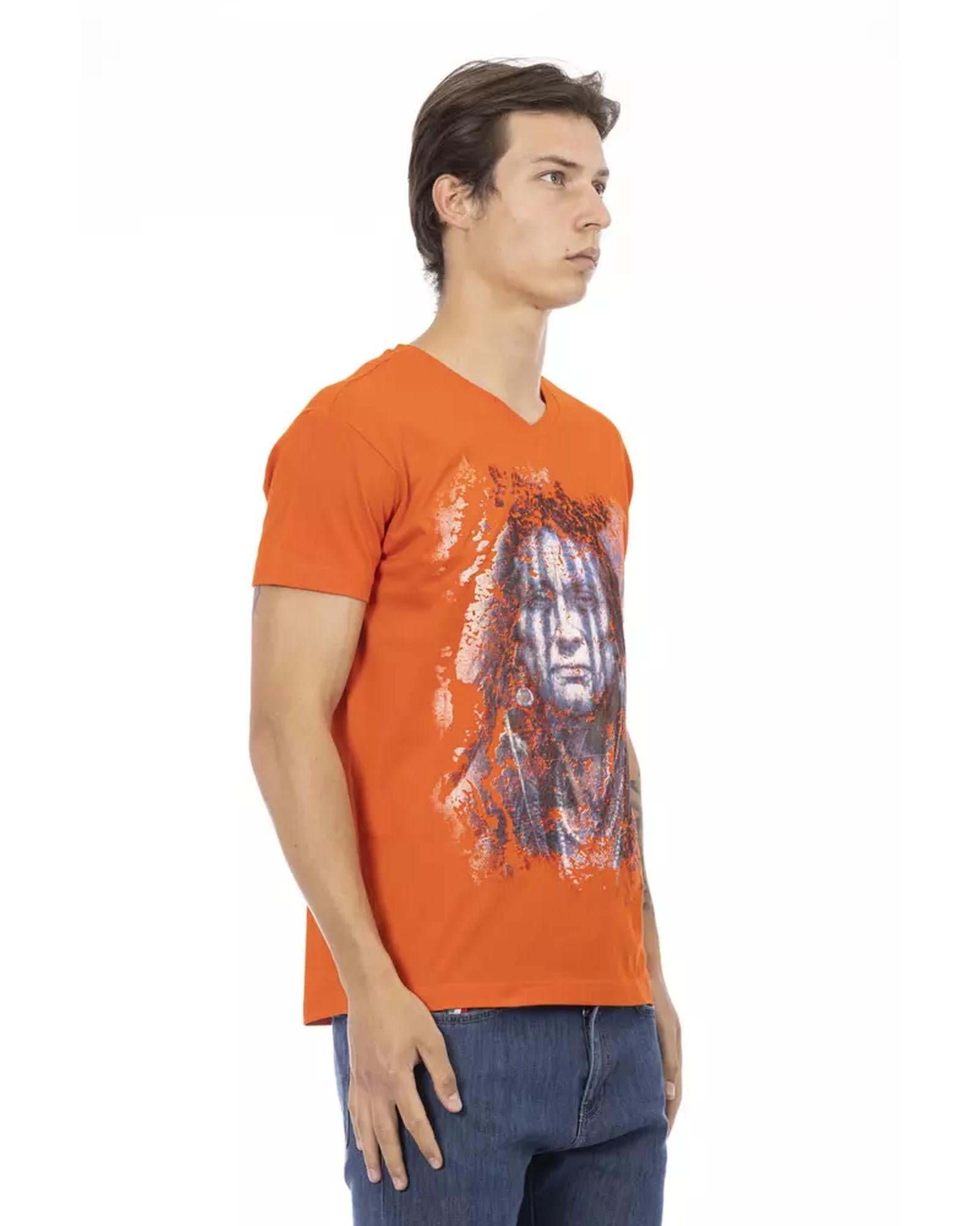 Short Sleeve V-Neck T-Shirt with Front Print L Men Secondary image