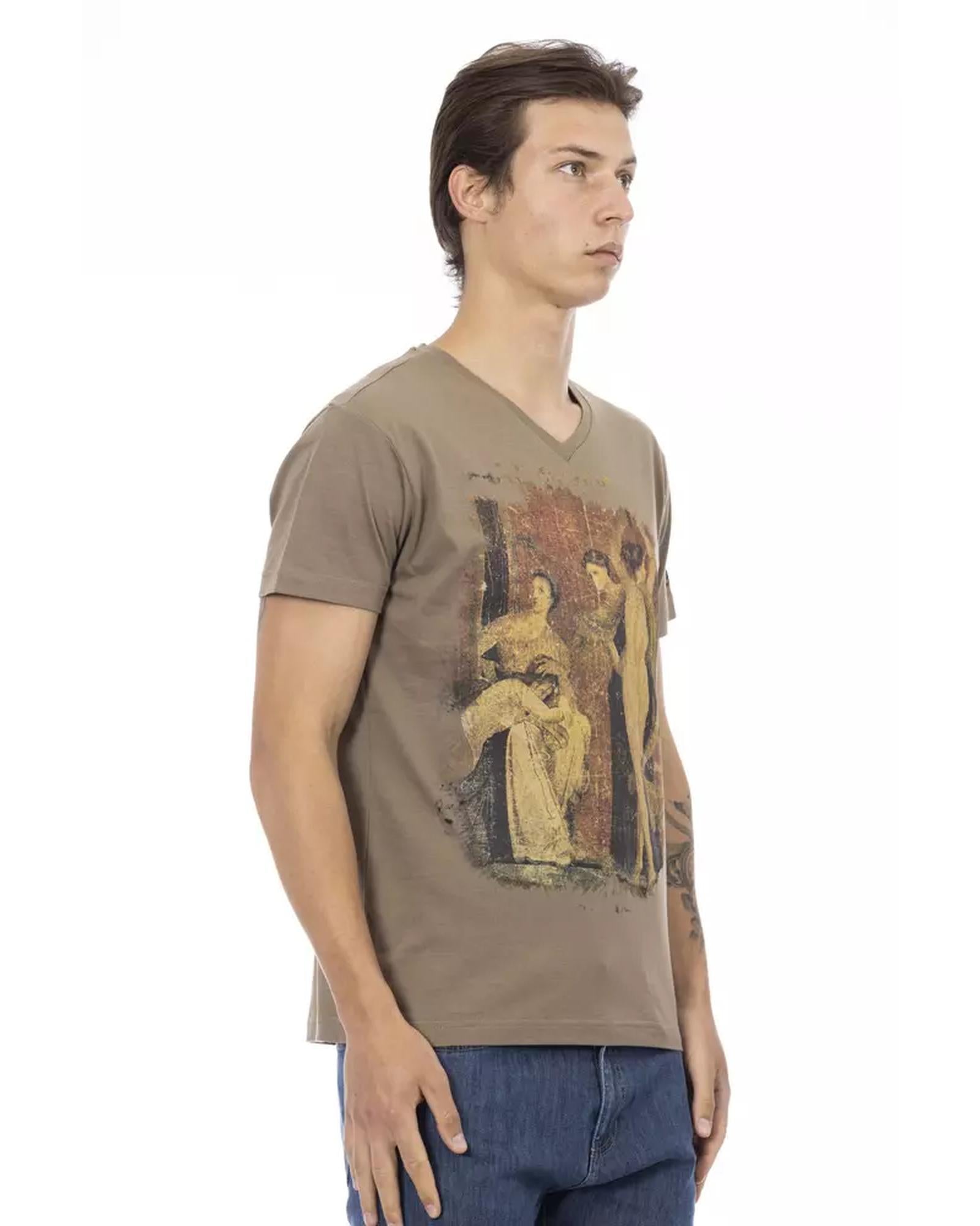 Short Sleeve T-shirt with V-neck and Front Print L Men Secondary image