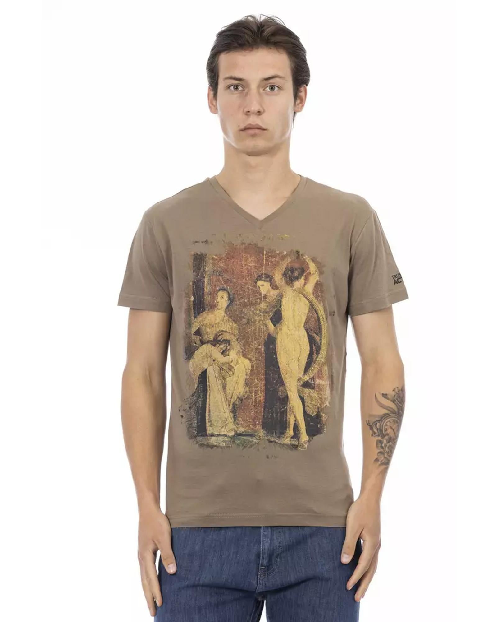 Short Sleeve T-shirt with V-neck and Front Print XL Men Main image