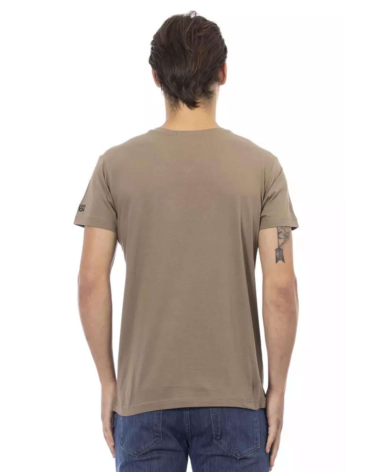 Short Sleeve T-shirt with V-neck and Front Print 2XL Men