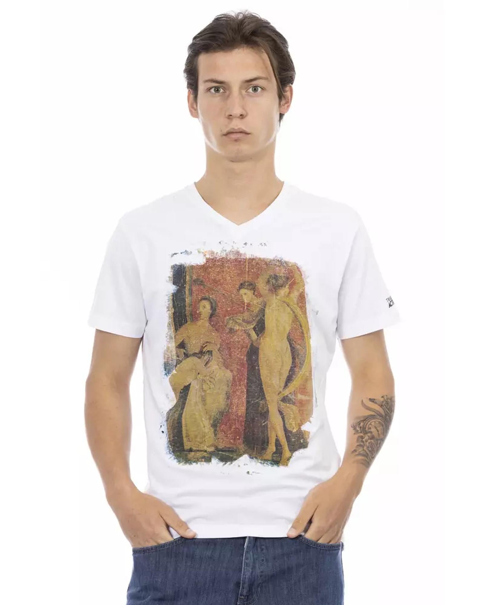 Front Print Short Sleeve V-Neck T-Shirt L Men Main image