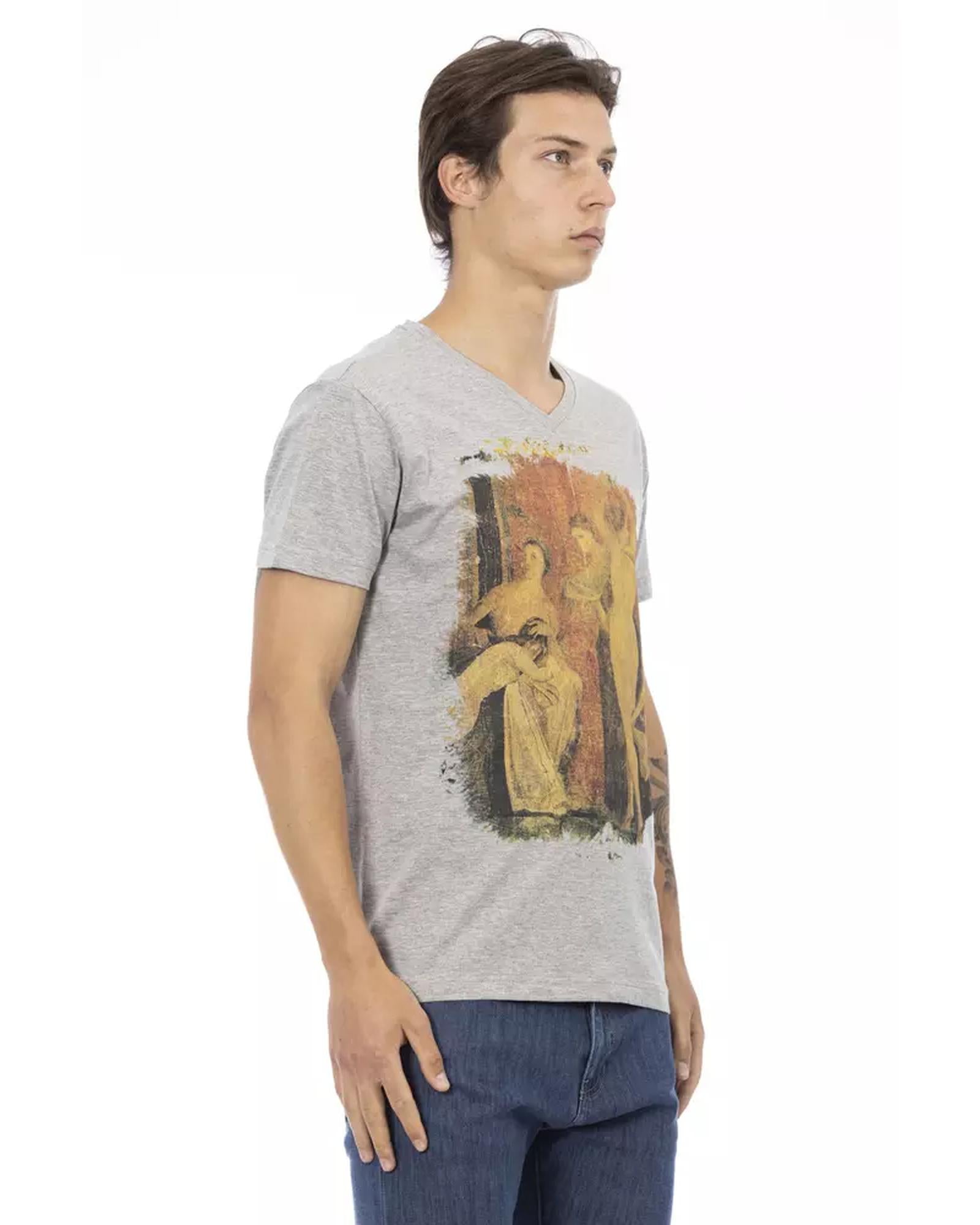 Front Print Short Sleeve V-Neck T-Shirt L Men Secondary image