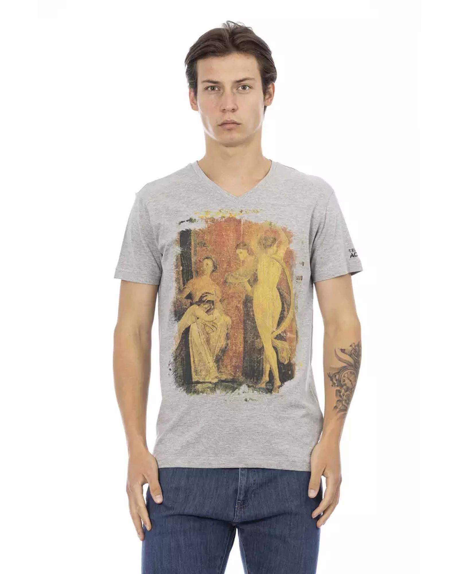 Front Print Short Sleeve V-Neck T-Shirt M Men Main image