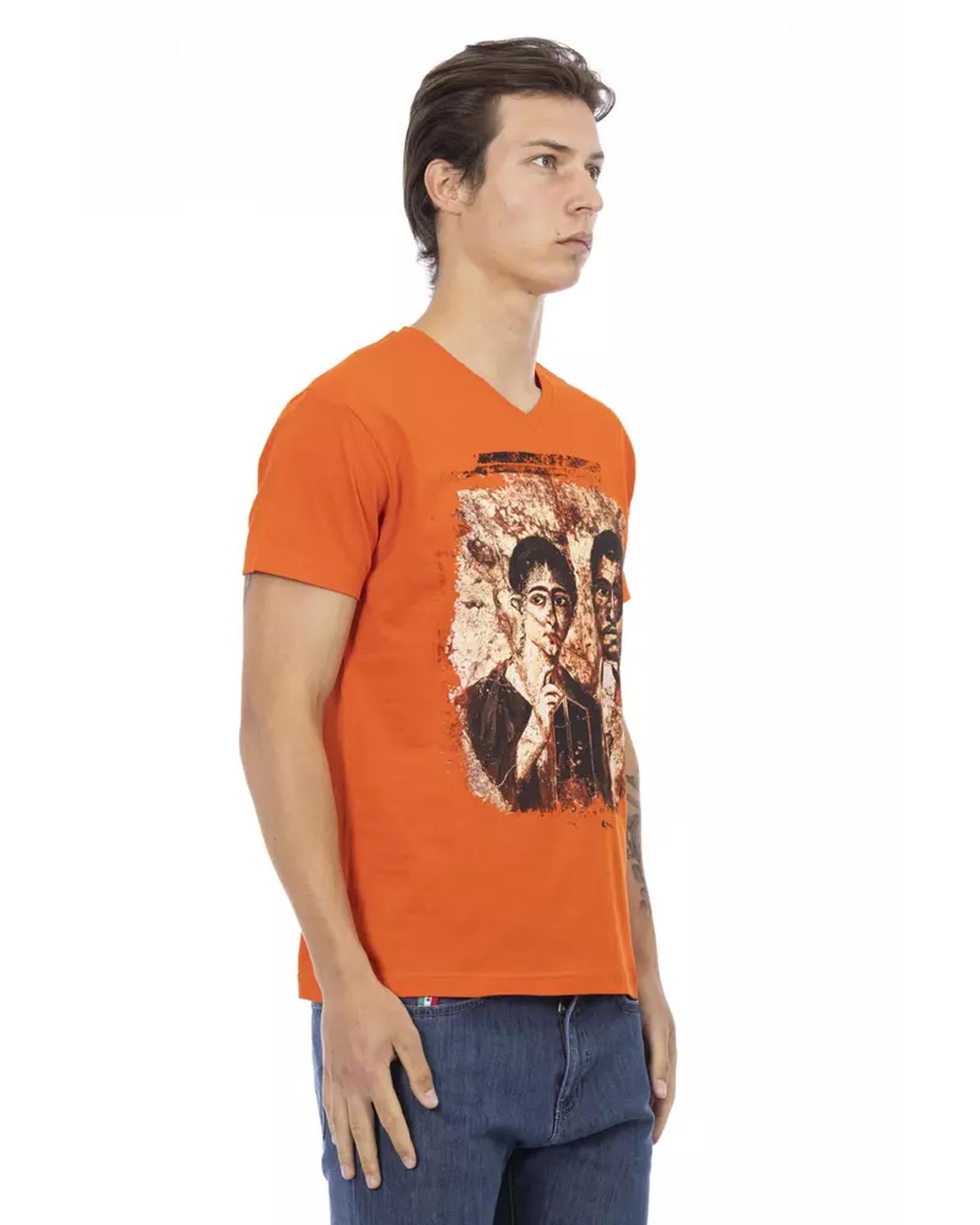 Front Print Short Sleeve V-Neck T-Shirt L Men Secondary image
