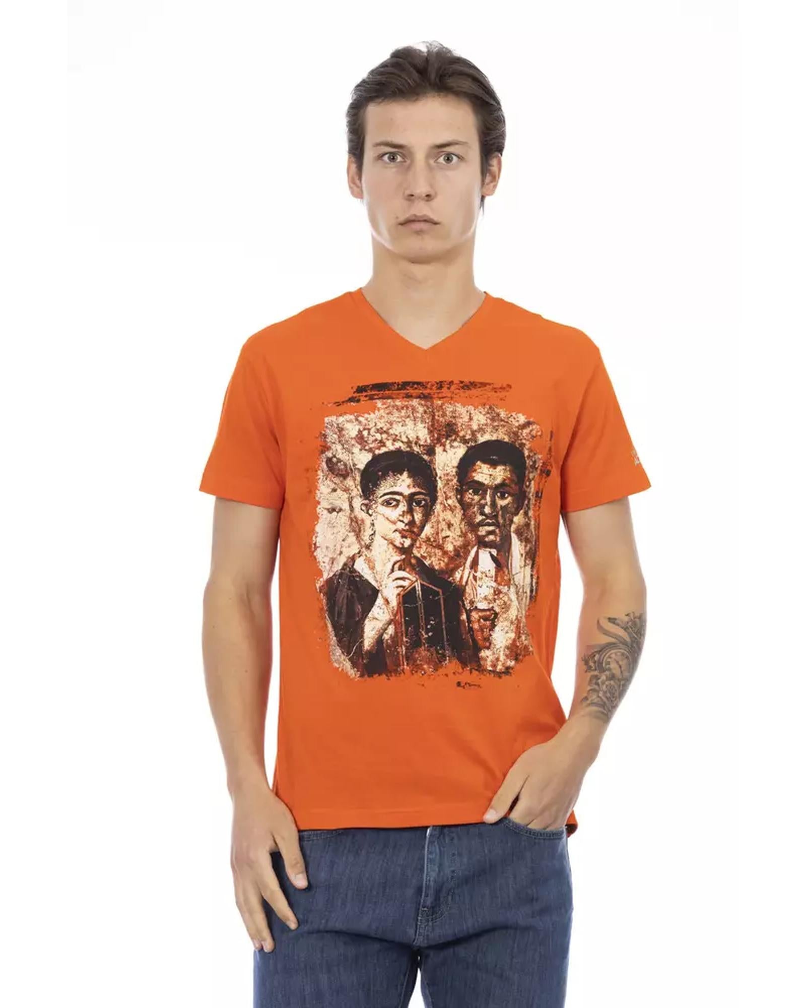 Front Print Short Sleeve V-Neck T-Shirt M Men Main image