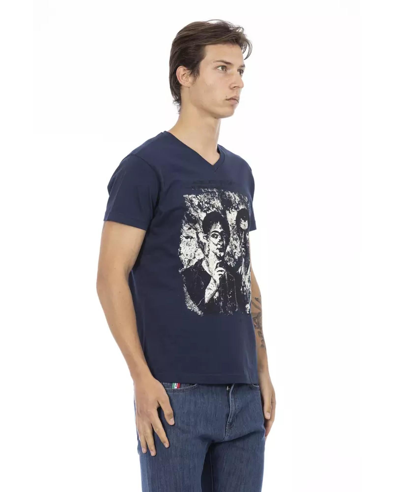Short Sleeve T-shirt with V-neck and Front Print 2XL Men Secondary image
