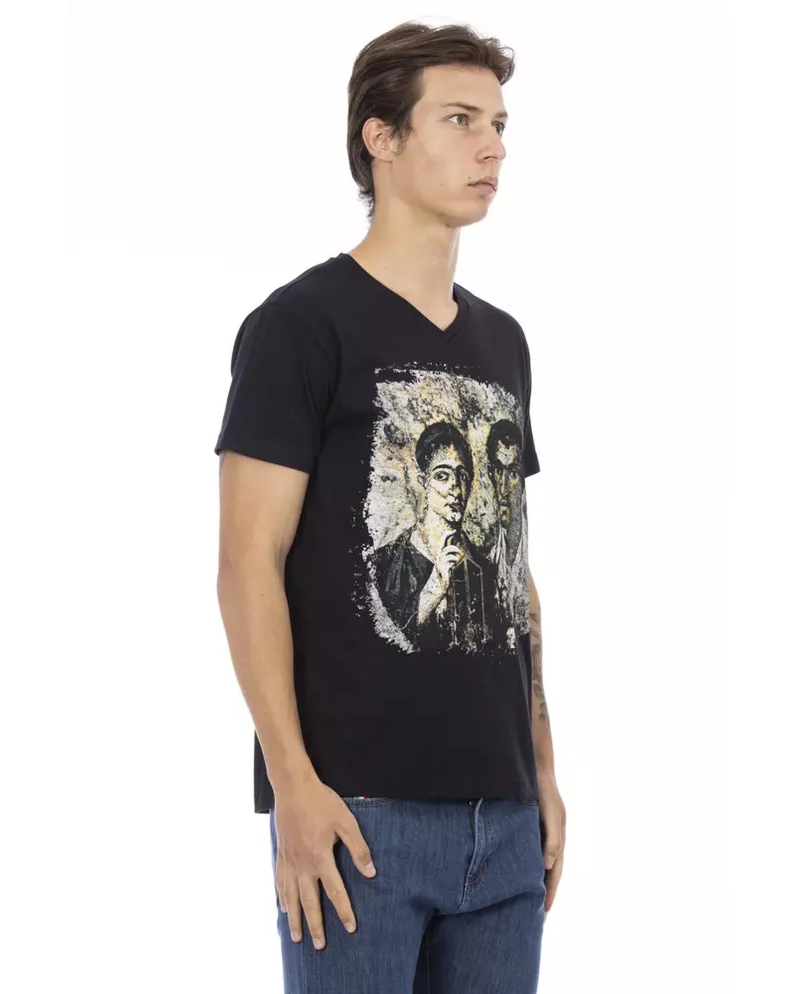 Short Sleeve T-shirt with V-neck and Front Print 2XL Men Secondary image