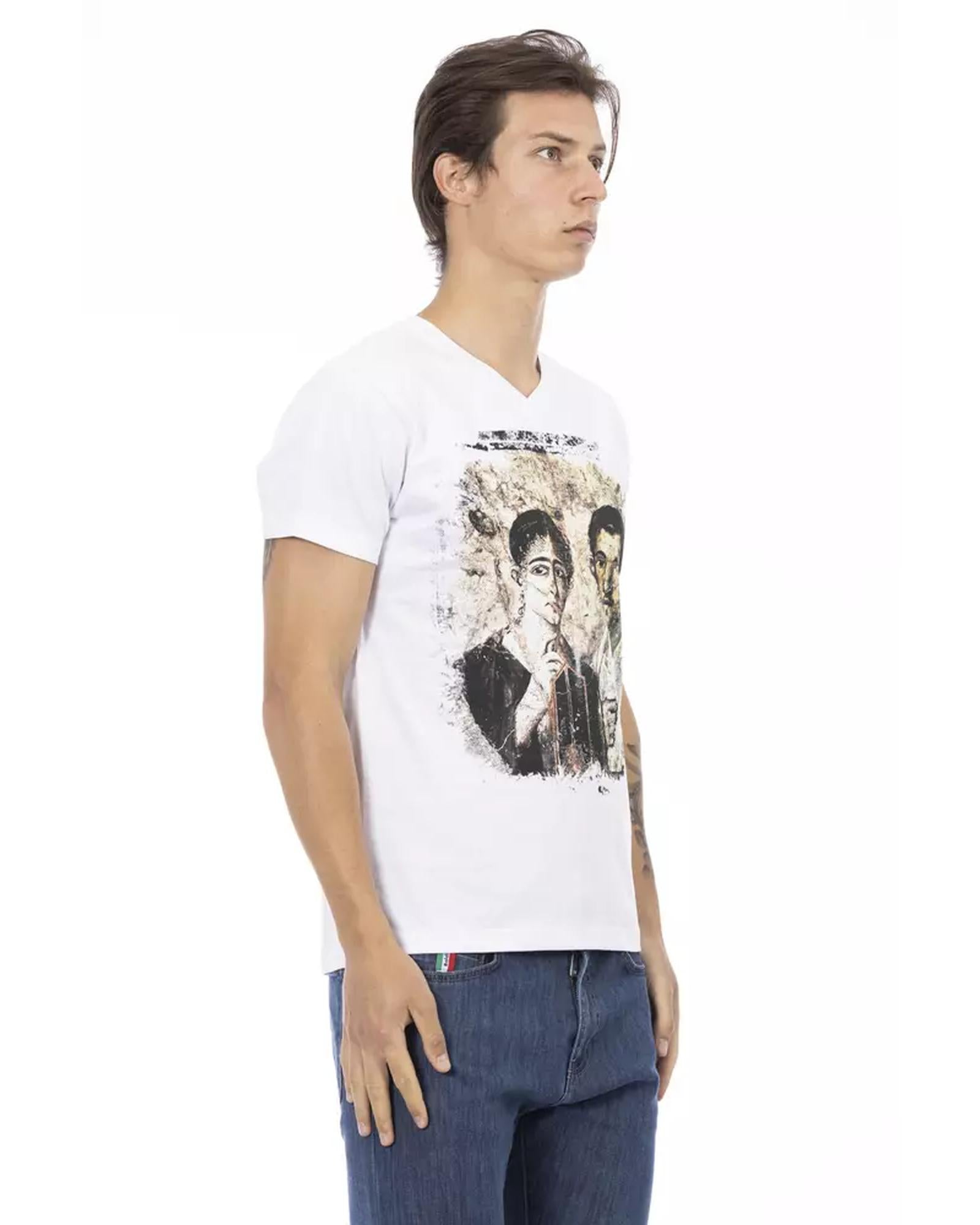 Short Sleeve V-Neck T-Shirt with Front Print 2XL Men Secondary image