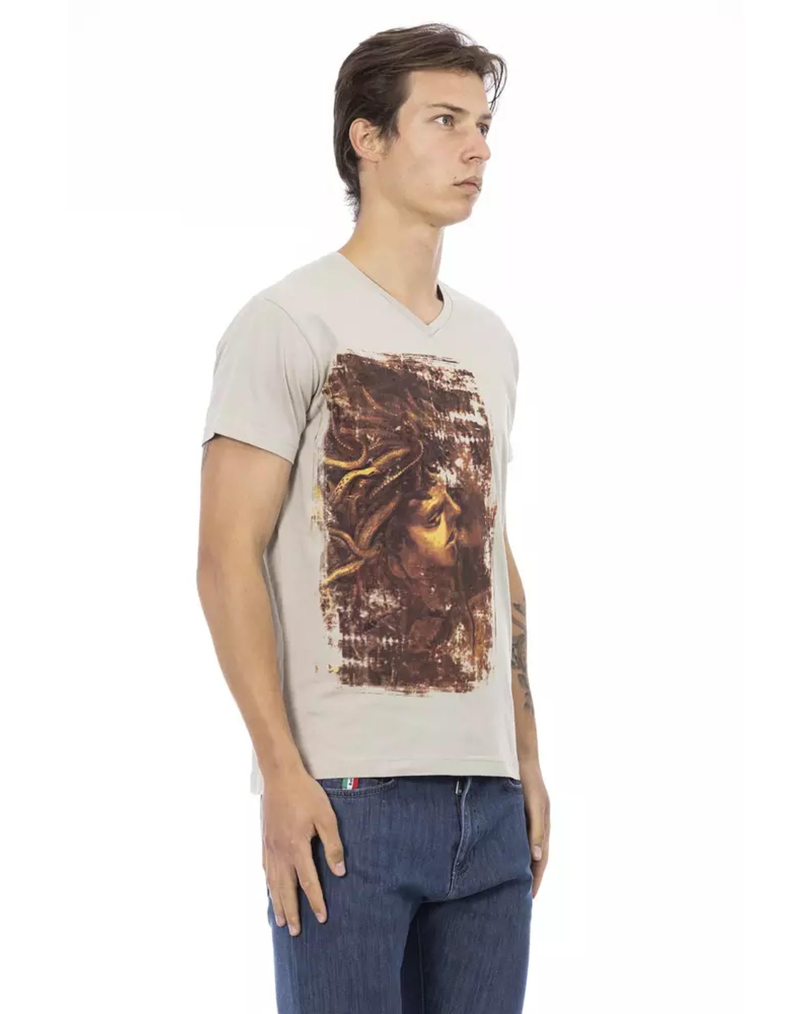 Short Sleeve V-Neck T-shirt with Front Print XL Men Secondary image