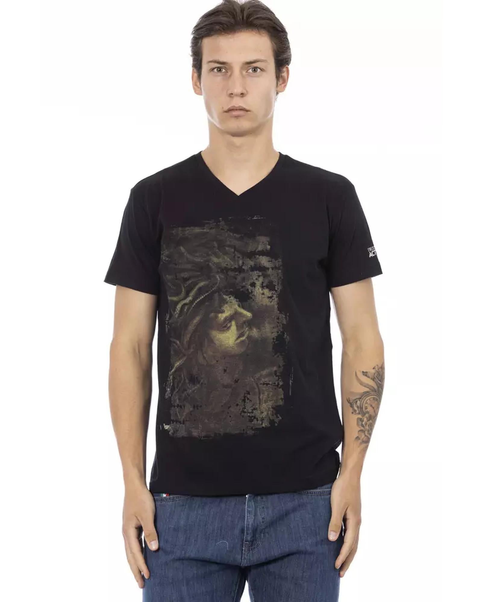 Front Print Short Sleeve V-neck T-shirt L Men Main image