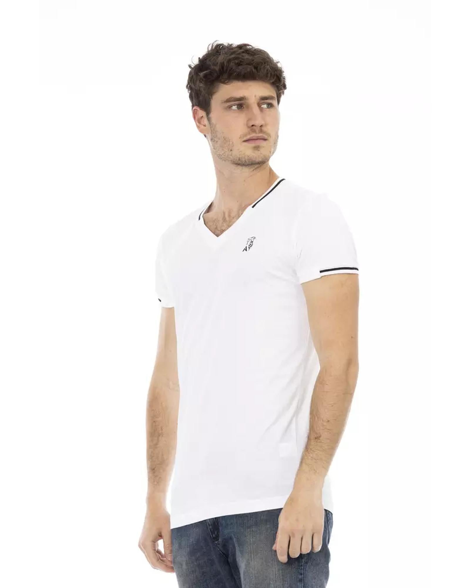 Short Sleeve T-shirt with V-neck and Chest Print L Men Secondary image