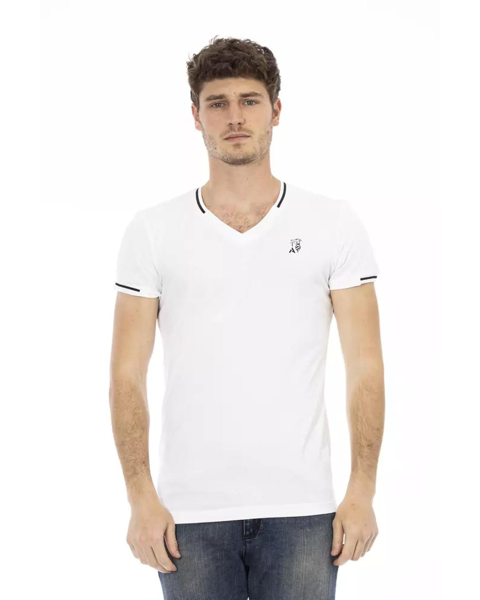 Short Sleeve T-shirt with V-neck and Chest Print XL Men Main image