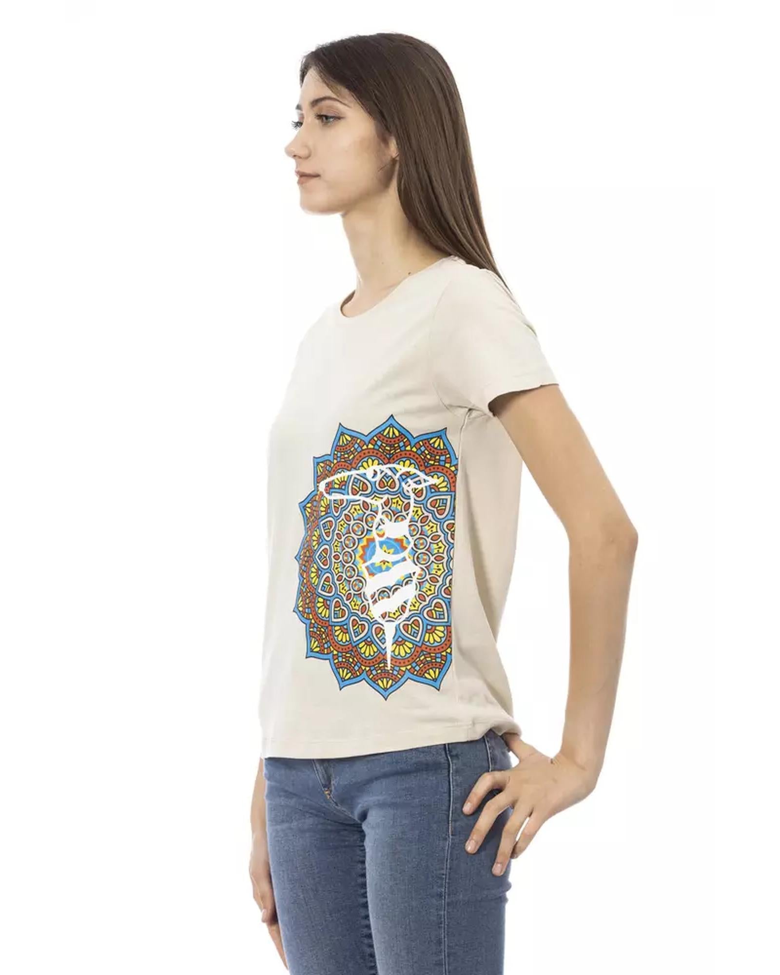 Short Sleeve T-shirt with Round Neck and Front Print S Women Secondary image