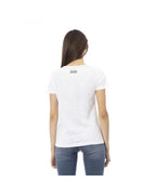 Trussardi Action Women's Chic White Short Sleeve Tee with Exclusive Print - S