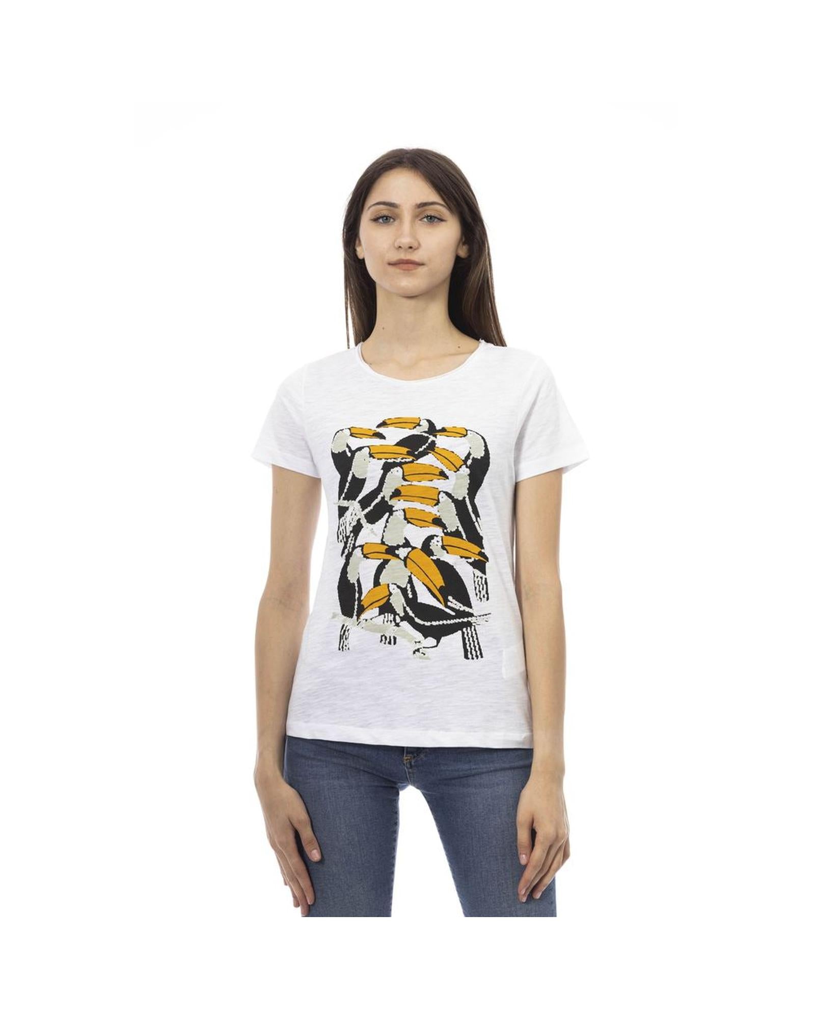 Trussardi Action Women's Chic White Short Sleeve Tee with Exclusive Print - XS Main image