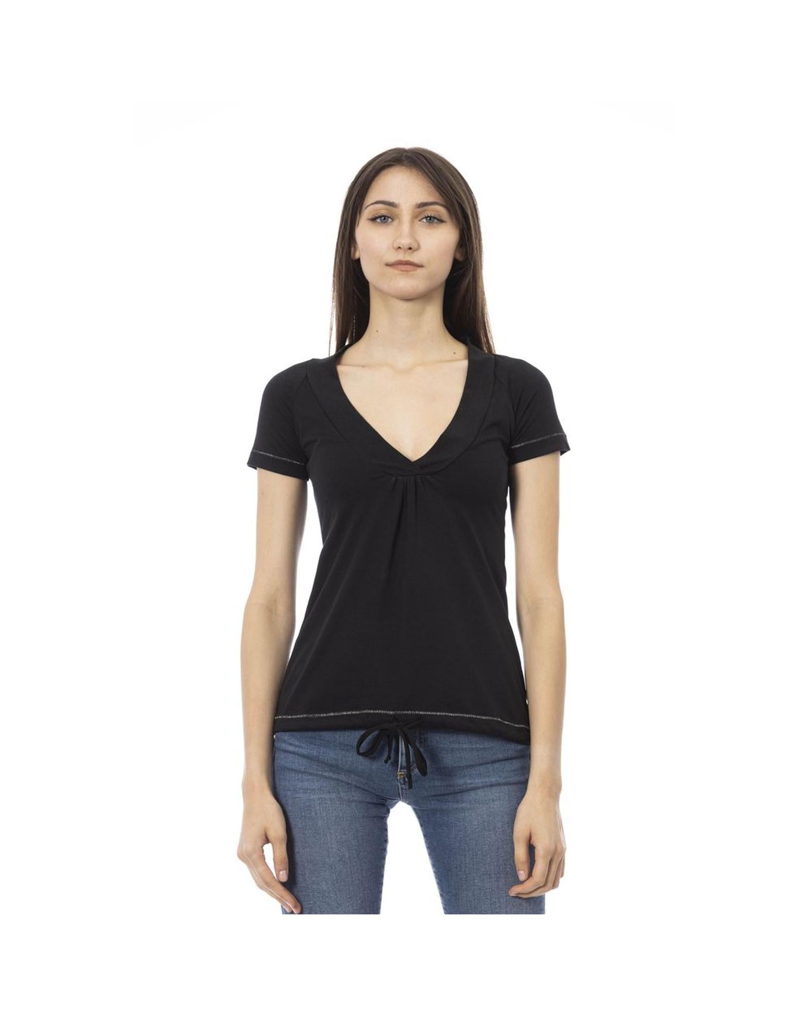 Trussardi Action Women's Chic Black Cotton Tee with Unique Front Print - M Main image