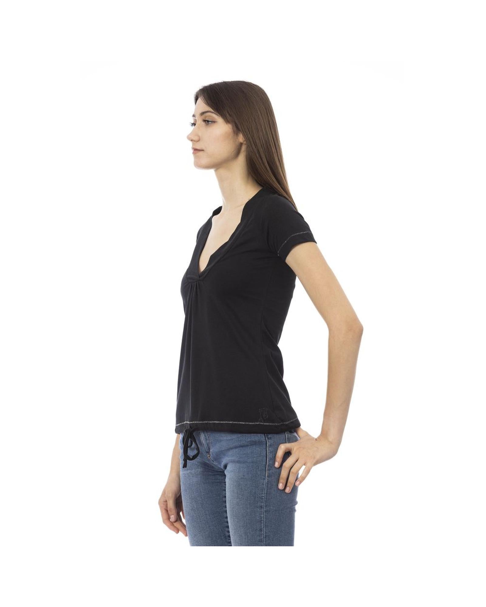 Trussardi Action Women's Chic Black Cotton Tee with Unique Front Print - S Secondary image