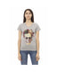 Trussardi Action Women's Elegant Gray V-Neck Tee with Front Print - S