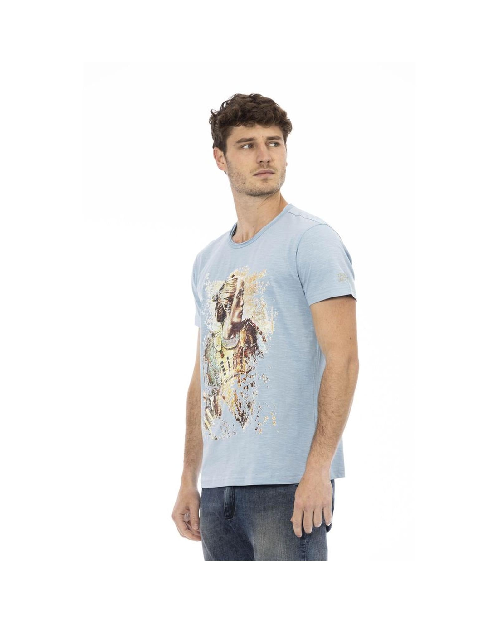 Trussardi Action Men's Elegant Light Blue Cotton Tee for  - 3XL Secondary image