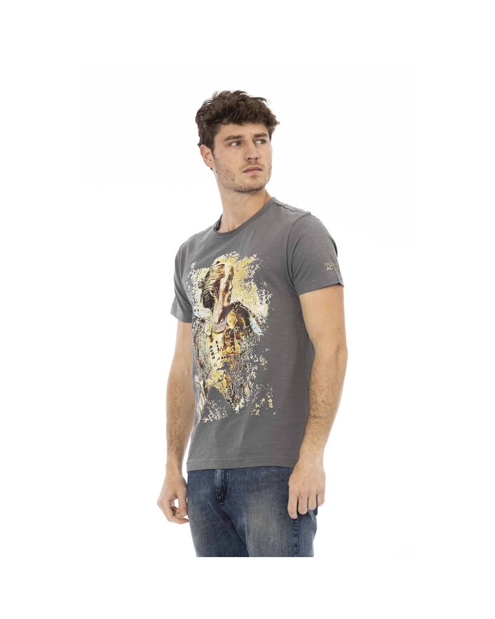 Trussardi Action Men's Chic Gray Cotton Tee with Statet Print - 3XL Secondary image