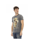Trussardi Action Men's Chic Gray Cotton Tee with Statet Print - 3XL