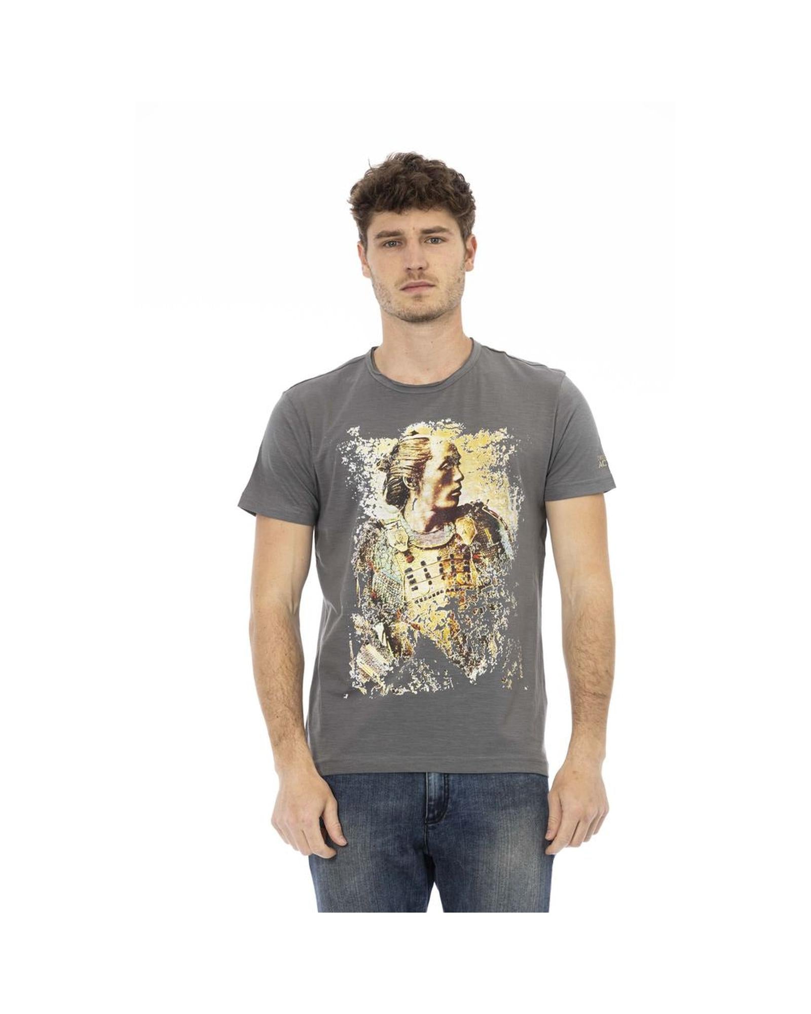 Trussardi Action Men's Chic Gray Cotton Tee with Statet Print - M Main image