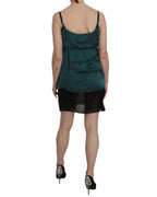 Spaghetti Strap Shift Mini Dress in 100% Silk 42 IT Women