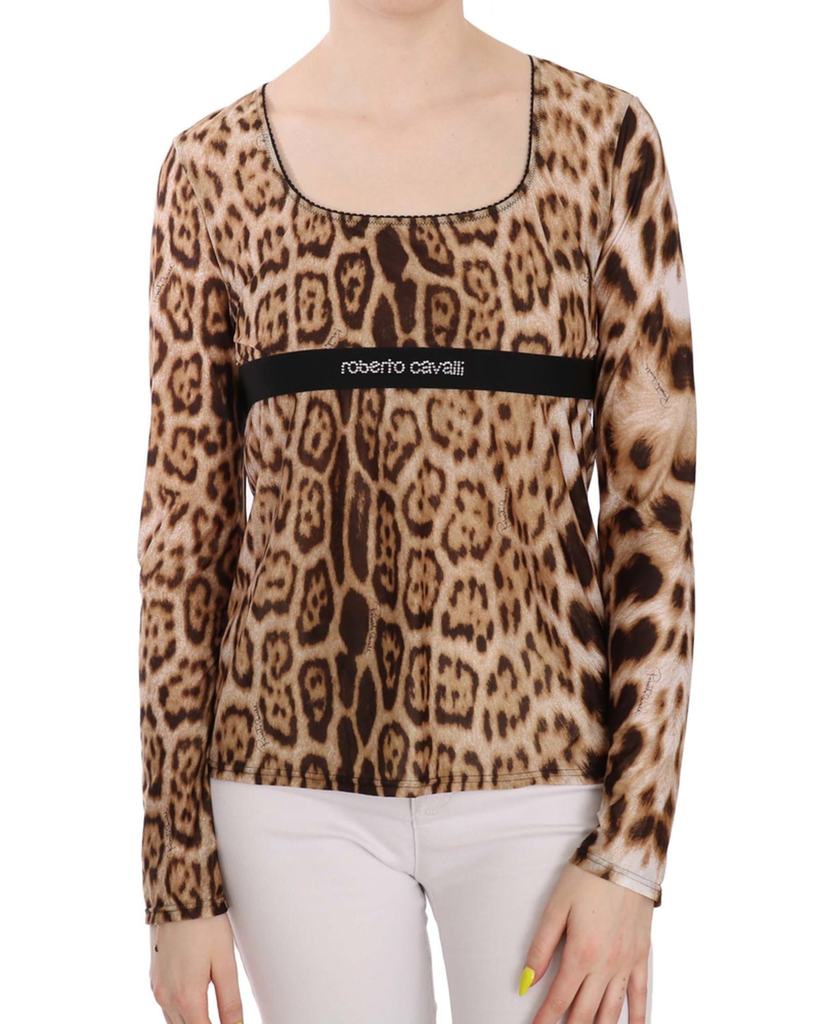 Roberto Cavalli Long Sleeve Round Neck Leopard Top 46 IT Women Main image
