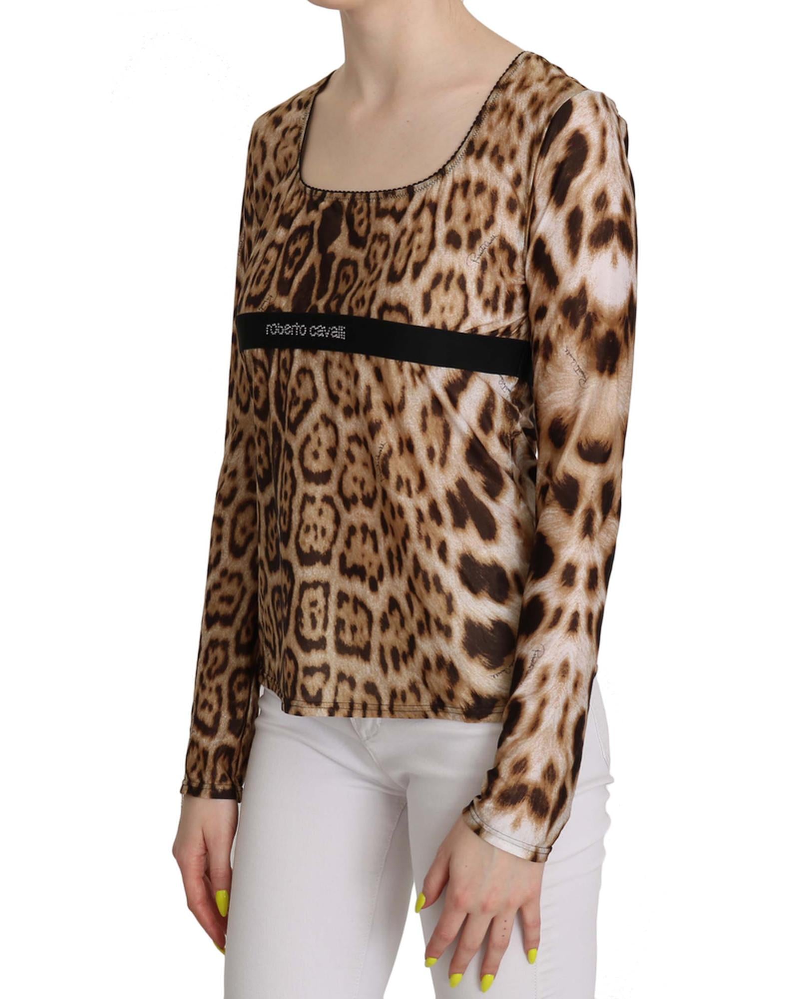 Roberto Cavalli Long Sleeve Round Neck Leopard Top 46 IT Women Secondary image