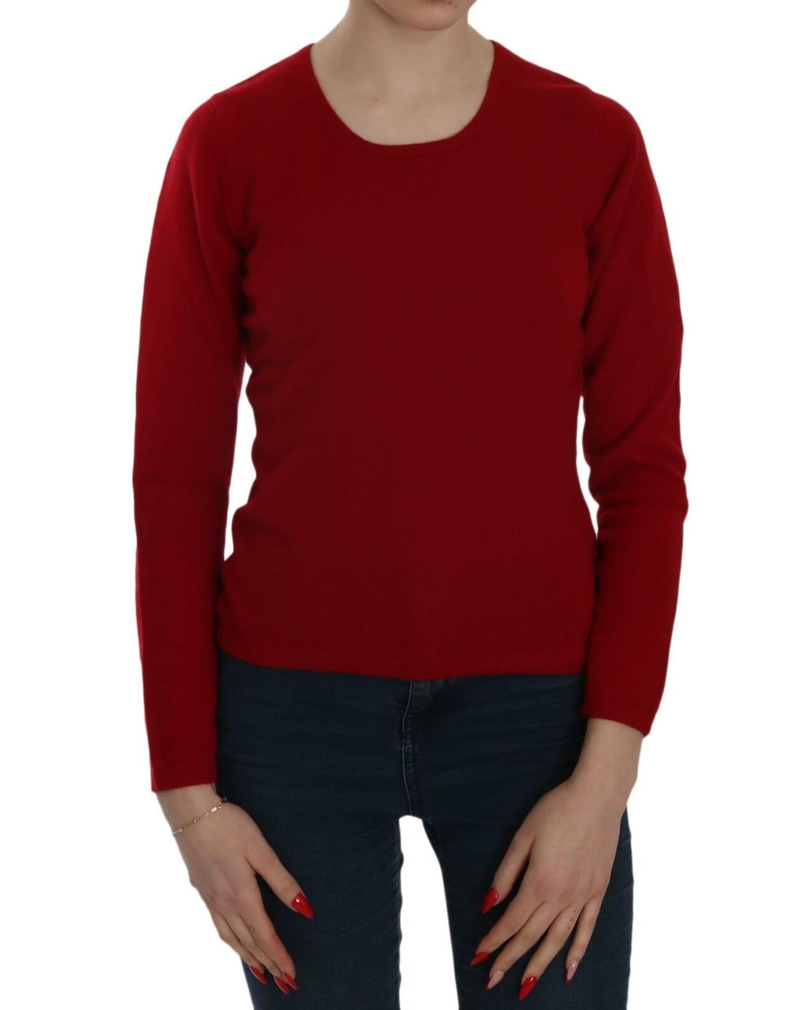 MILA SCHON Women's Red Round Neck Pullover Cashmere Sweater - M Main image