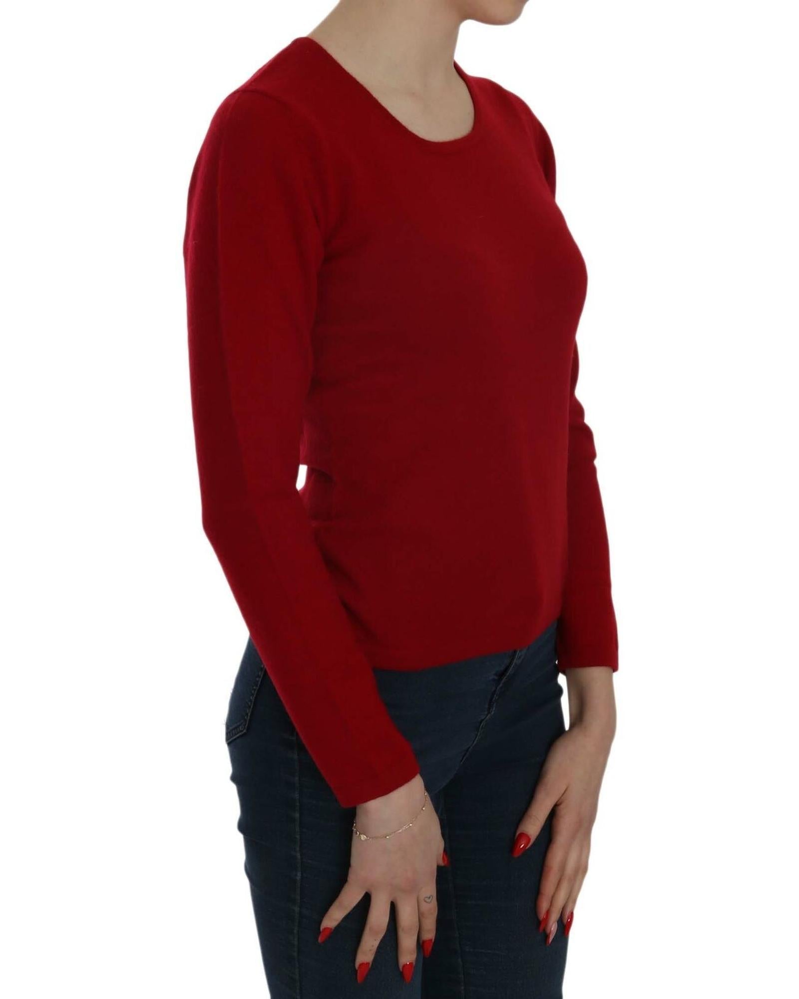 MILA SCHON Women's Red Round Neck Pullover Cashmere Sweater - M Secondary image