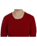 MILA SCHON Women's Red Round Neck Pullover Cashmere Sweater - M