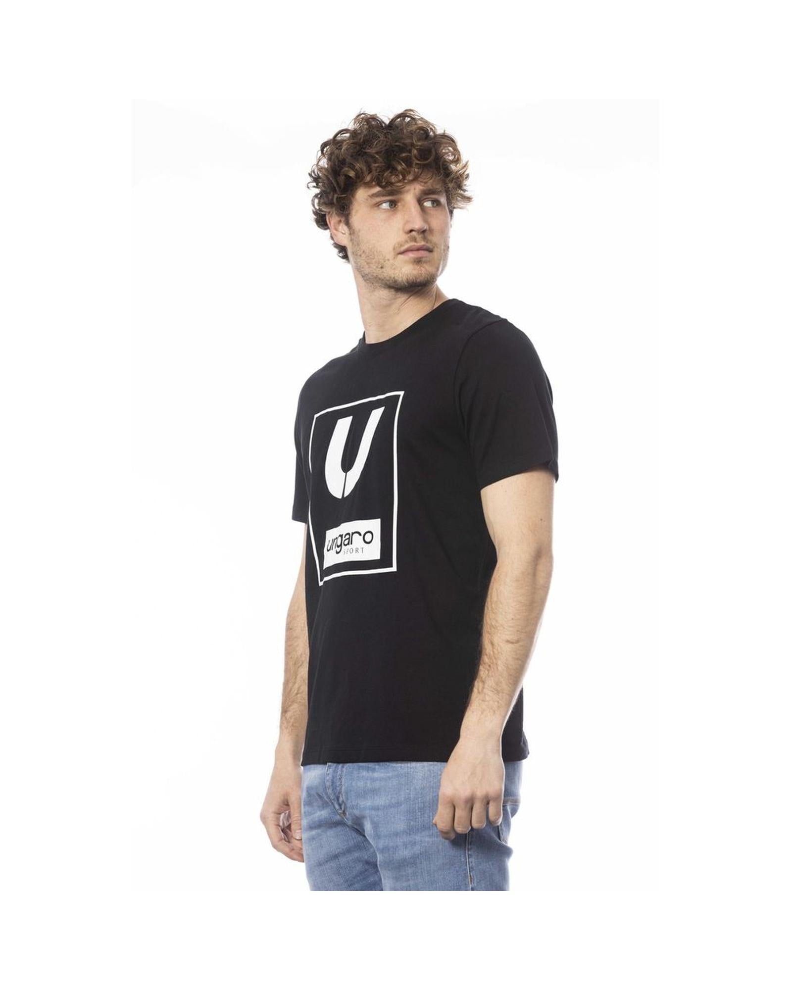 Ungaro Sport Men's Sleek Black Cotton Crew Neck Tee - 2XL Secondary image
