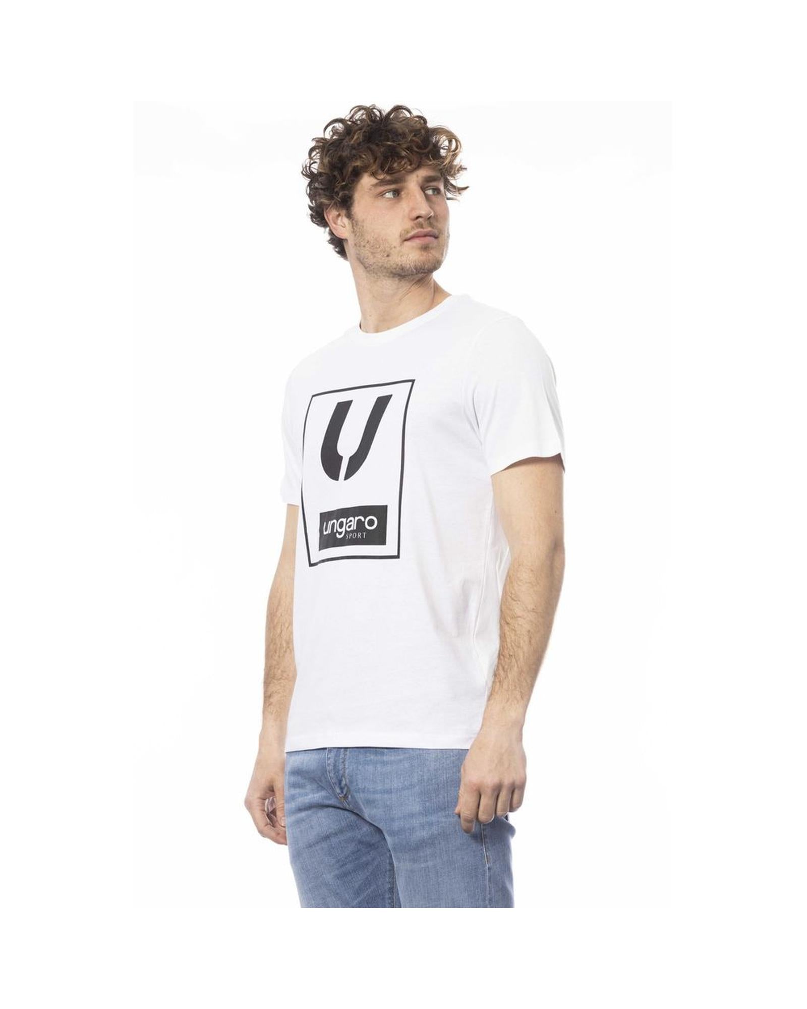 Ungaro Sport Men's Chic White Cotton Crew Neck Tee - L Secondary image