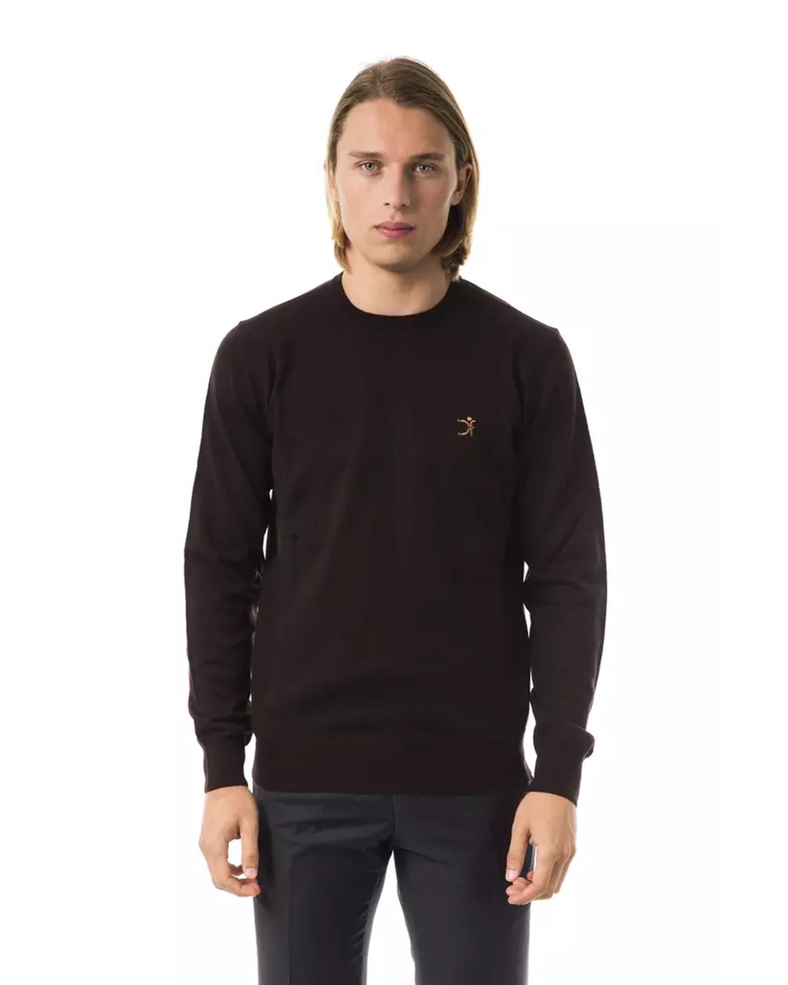 Embroidered Crew Neck Sweater in Extrafine Wool Merinos Fabric L Men Main image
